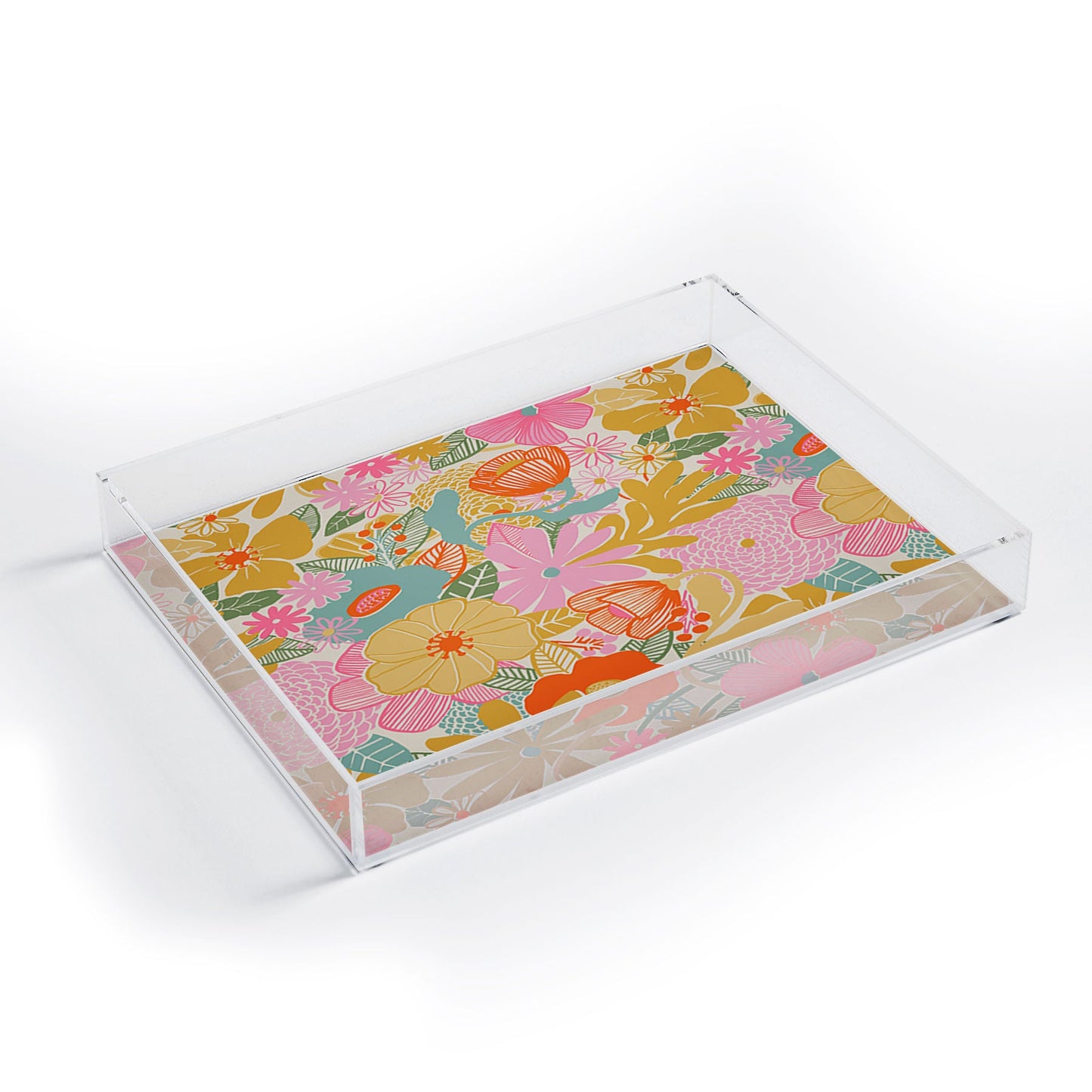 Megan Galante 60s Retro Floral Acrylic Tray