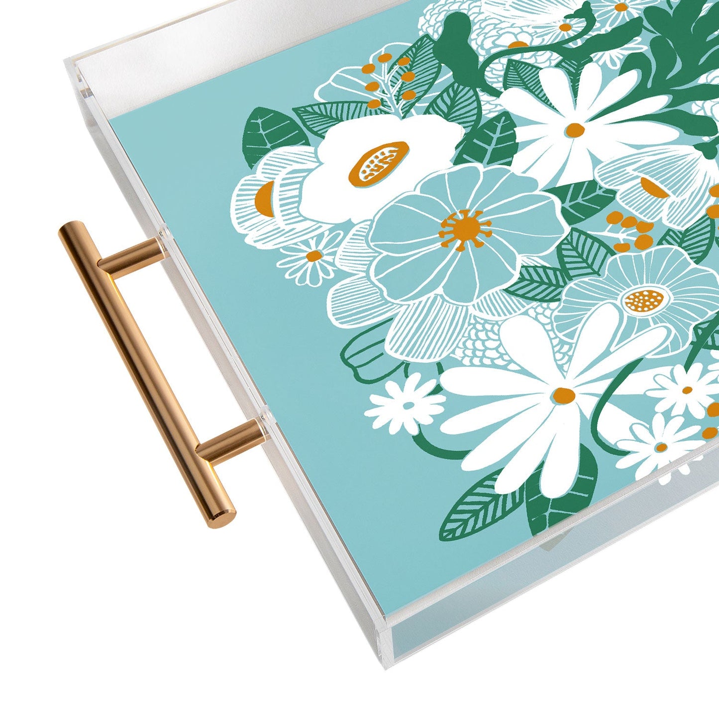 Megan Galante Groovy Floral Blue Acrylic Tray