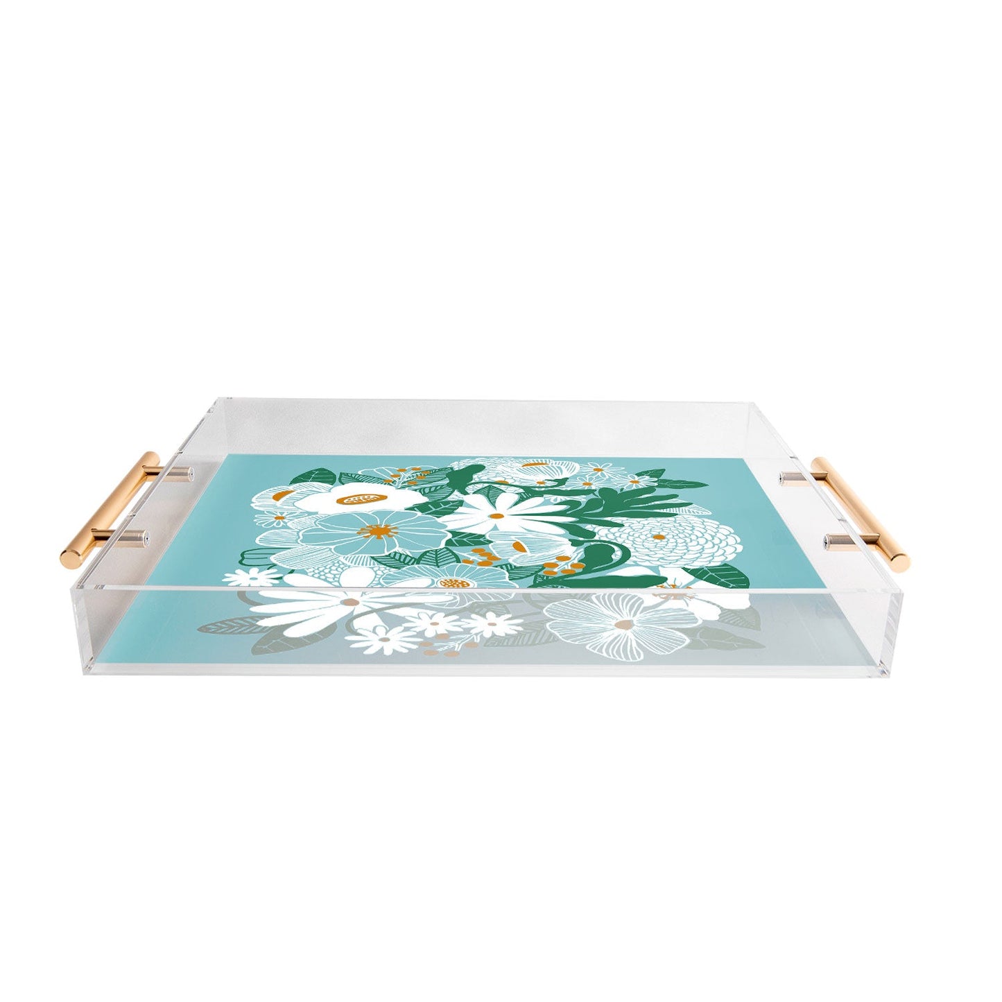 Megan Galante Groovy Floral Blue Acrylic Tray