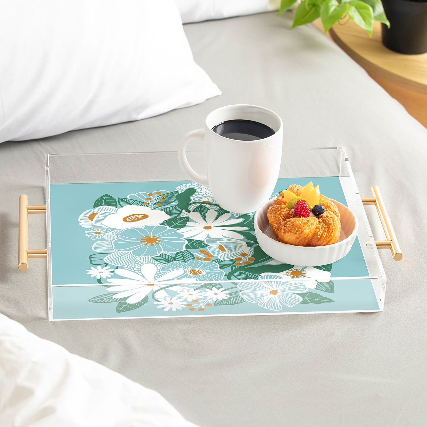 Megan Galante Groovy Floral Blue Acrylic Tray