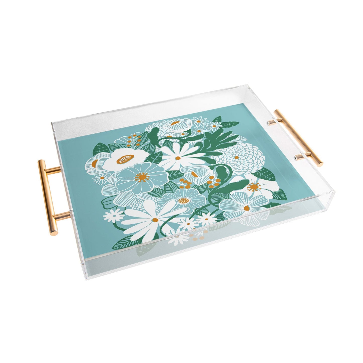 Megan Galante Groovy Floral Blue Acrylic Tray