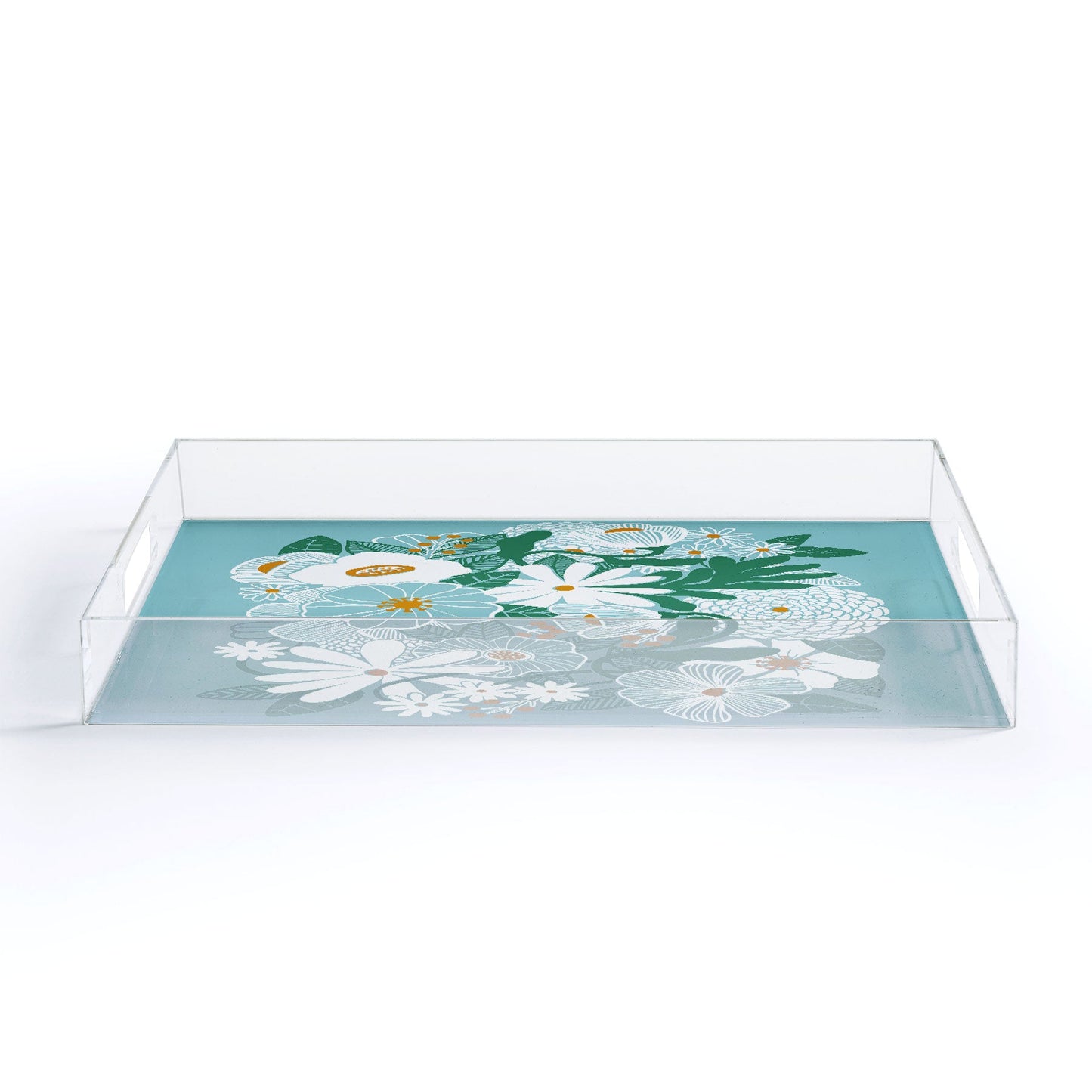 Megan Galante Groovy Floral Blue Acrylic Tray