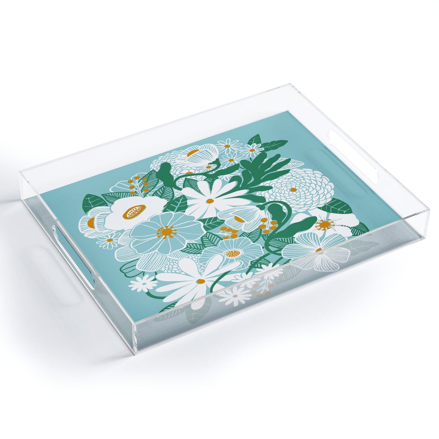 Megan Galante Groovy Floral Blue Acrylic Tray
