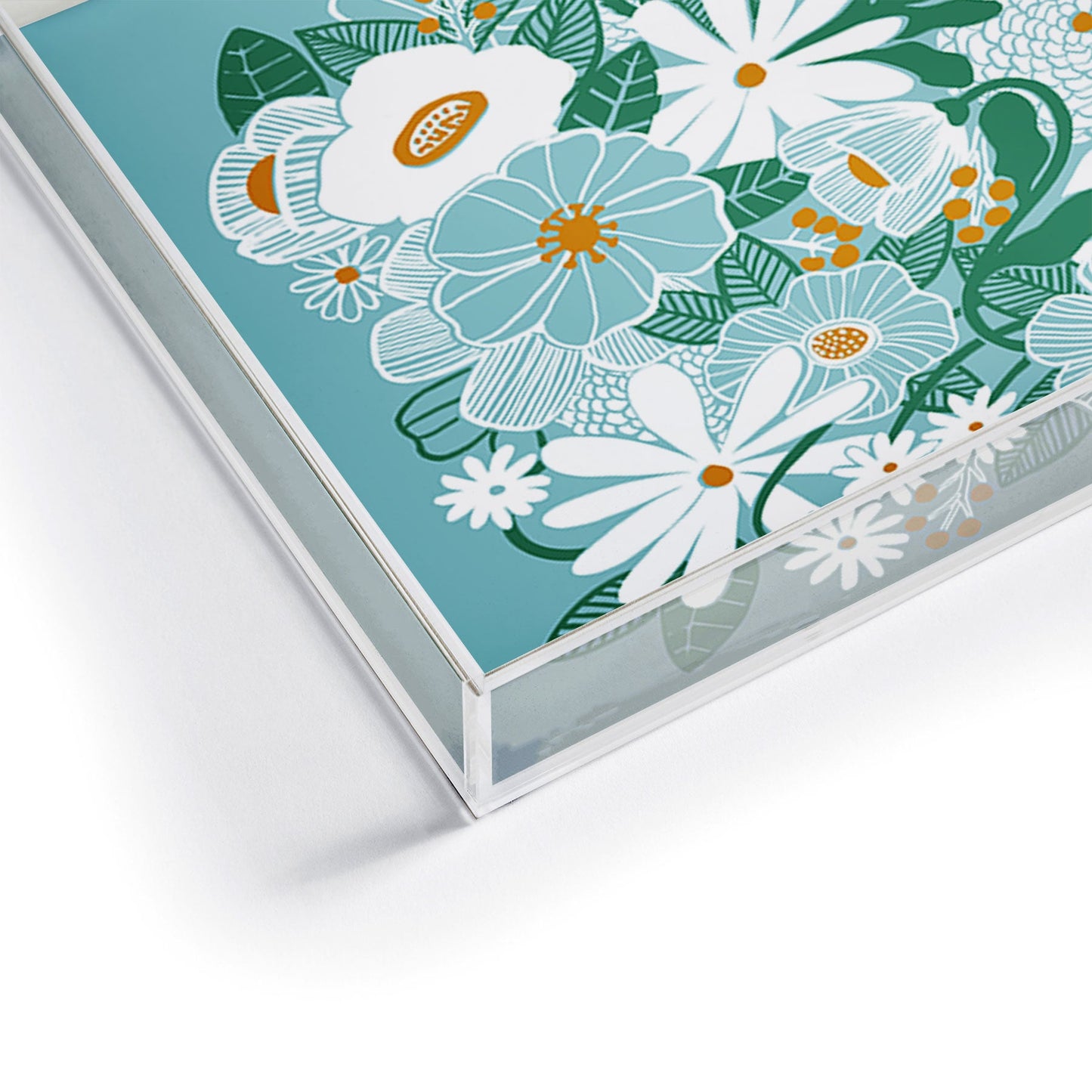 Megan Galante Groovy Floral Blue Acrylic Tray