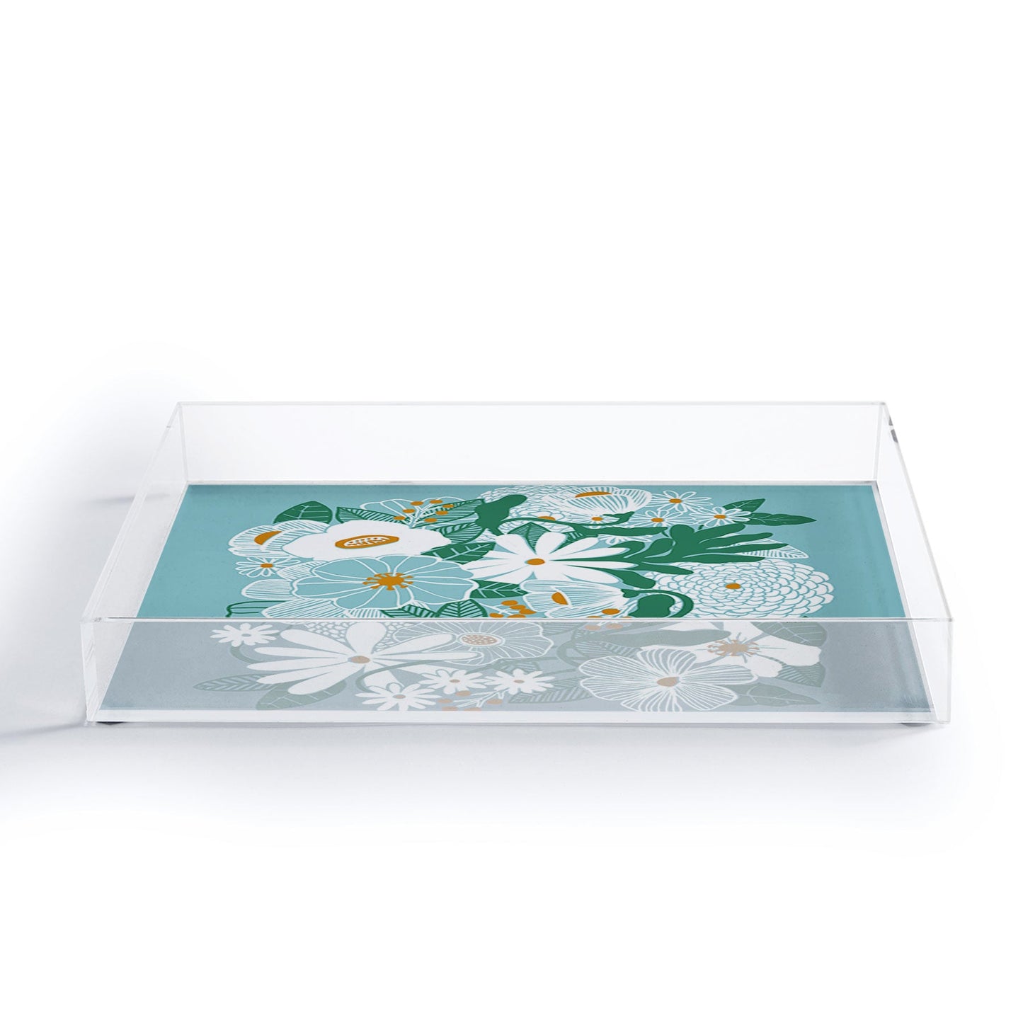 Megan Galante Groovy Floral Blue Acrylic Tray