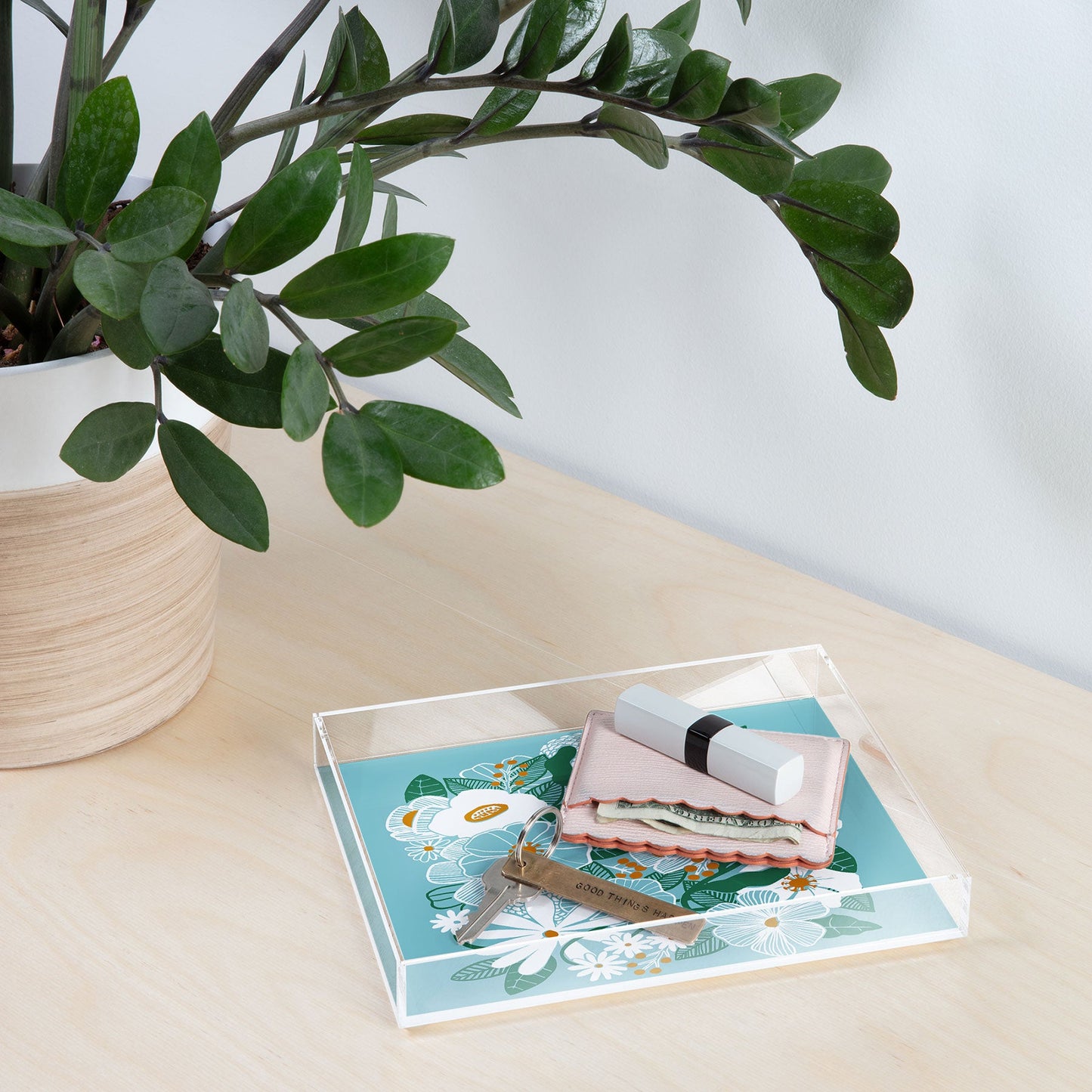Megan Galante Groovy Floral Blue Acrylic Tray