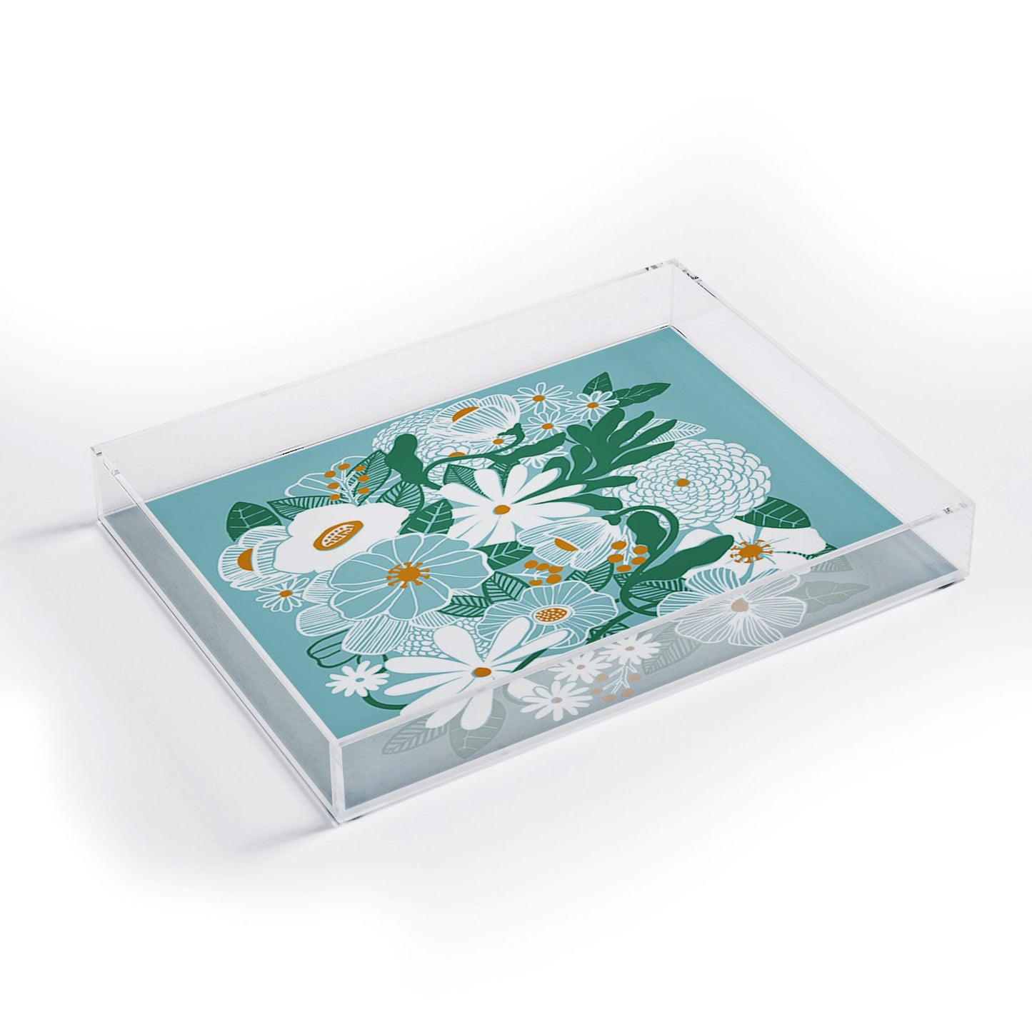 Megan Galante Groovy Floral Blue Acrylic Tray