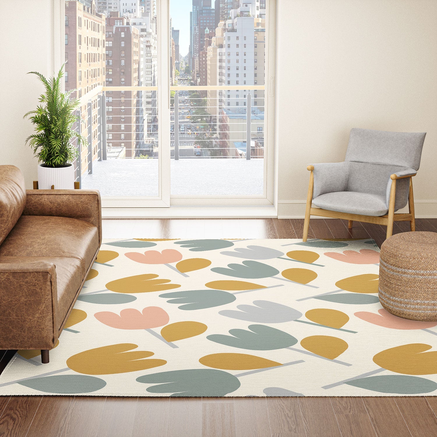 Menina Lisboa Pastel Spring Tulips Area Rug