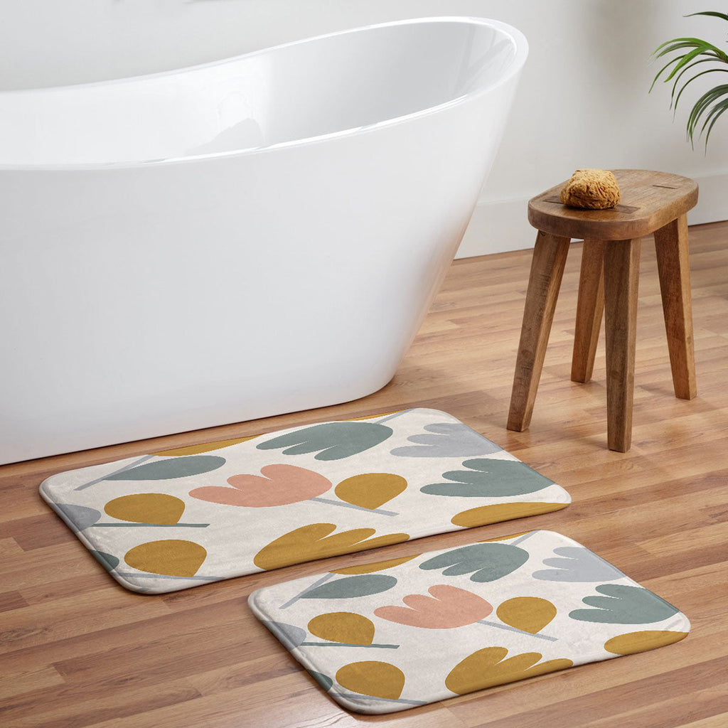 Menina Lisboa Pastel Spring Tulips Memory Foam Bath Mat