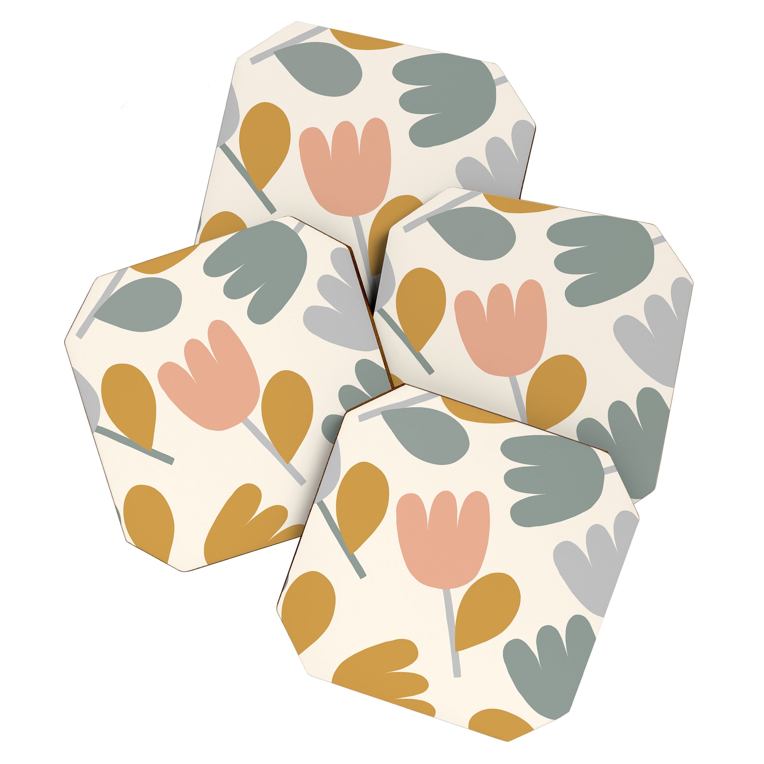 Menina Lisboa Pastel Spring Tulips Coaster Set