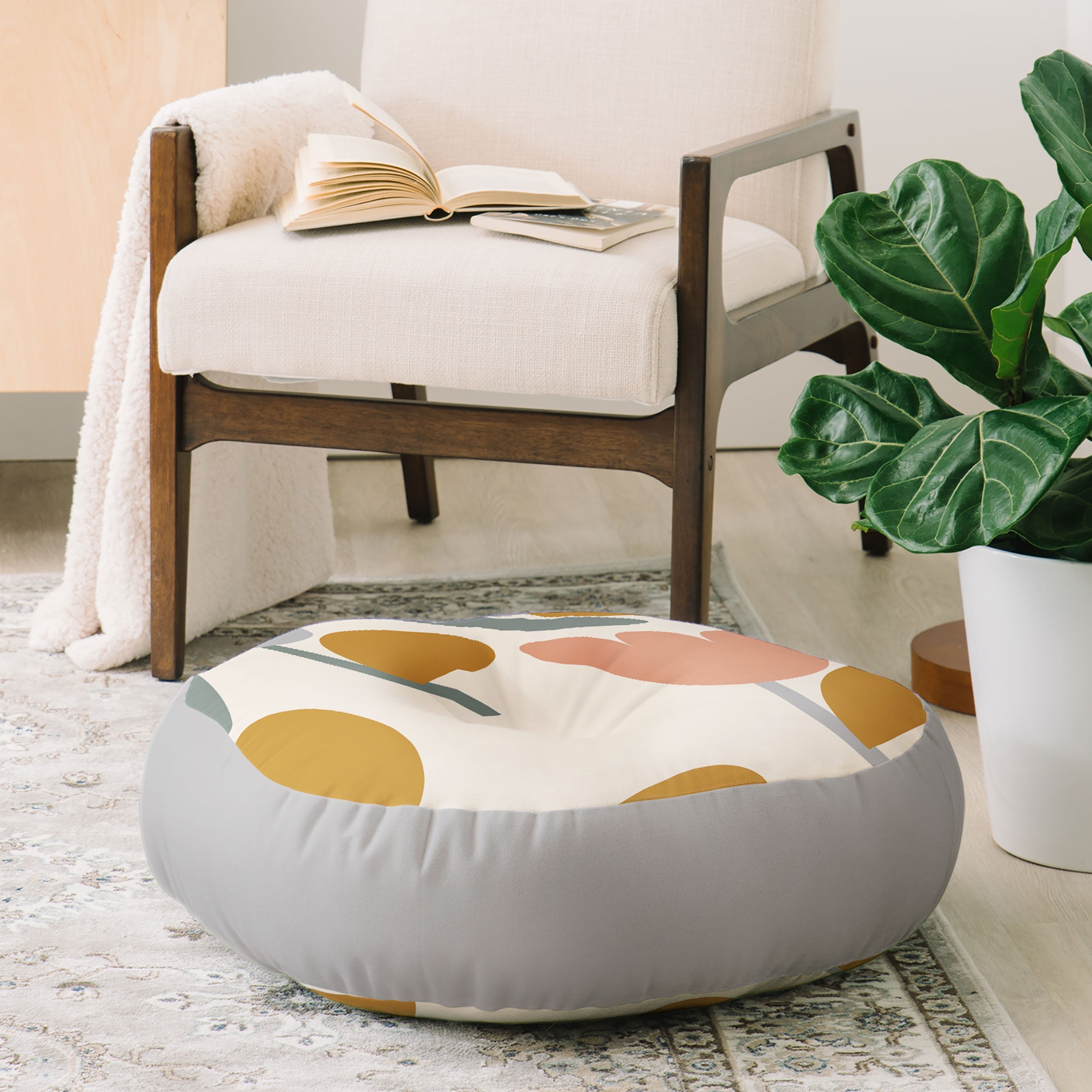Menina Lisboa Pastel Spring Tulips Floor Pillow Round