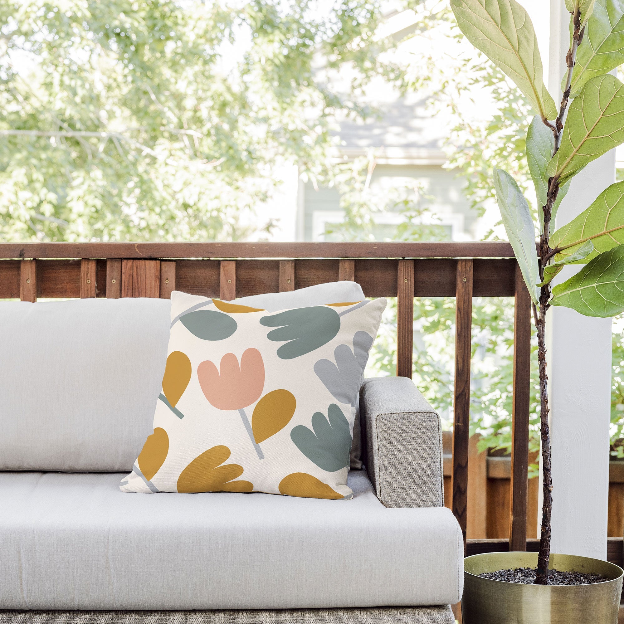 Menina Lisboa Pastel Spring Tulips Outdoor Throw Pillow