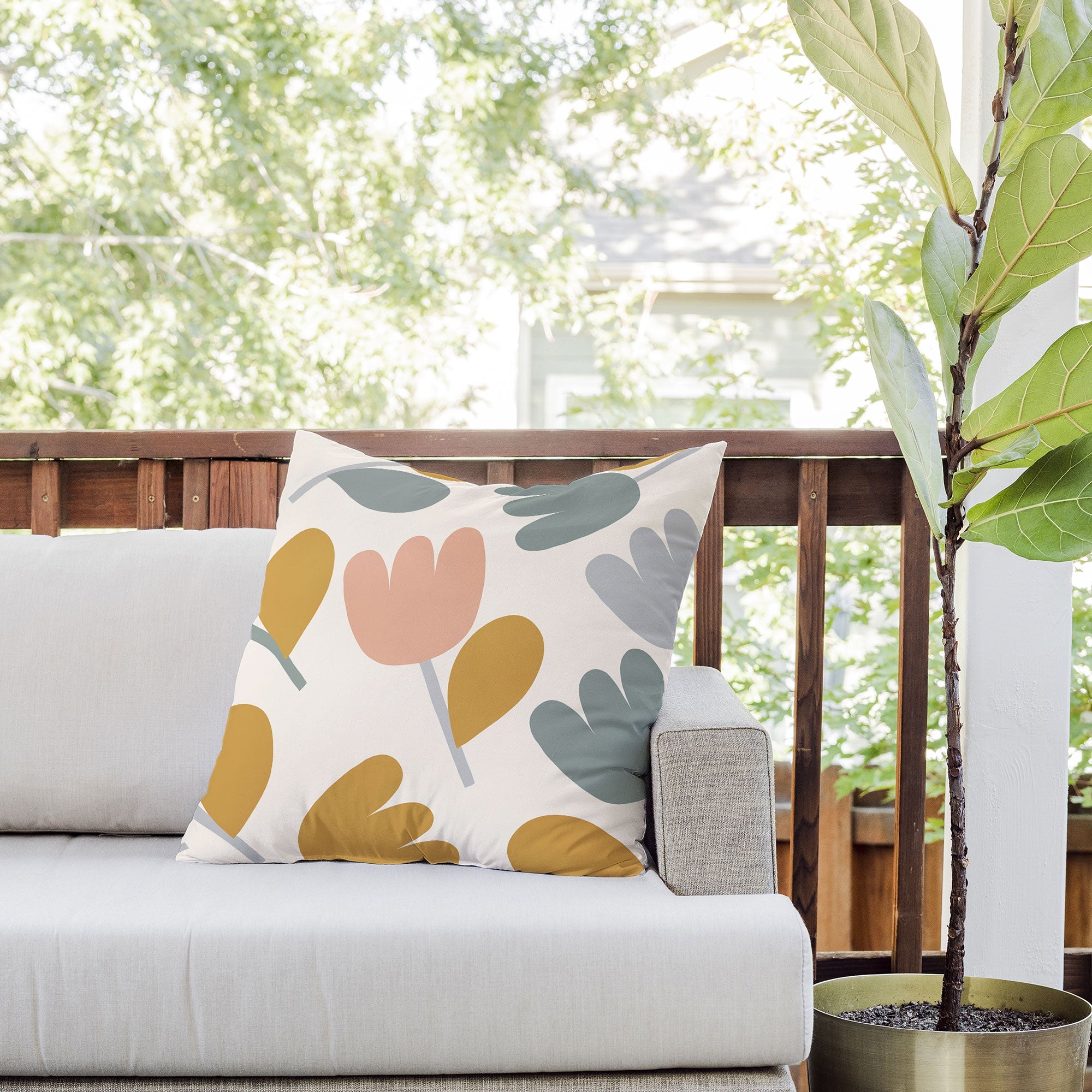 Menina Lisboa Pastel Spring Tulips Outdoor Throw Pillow