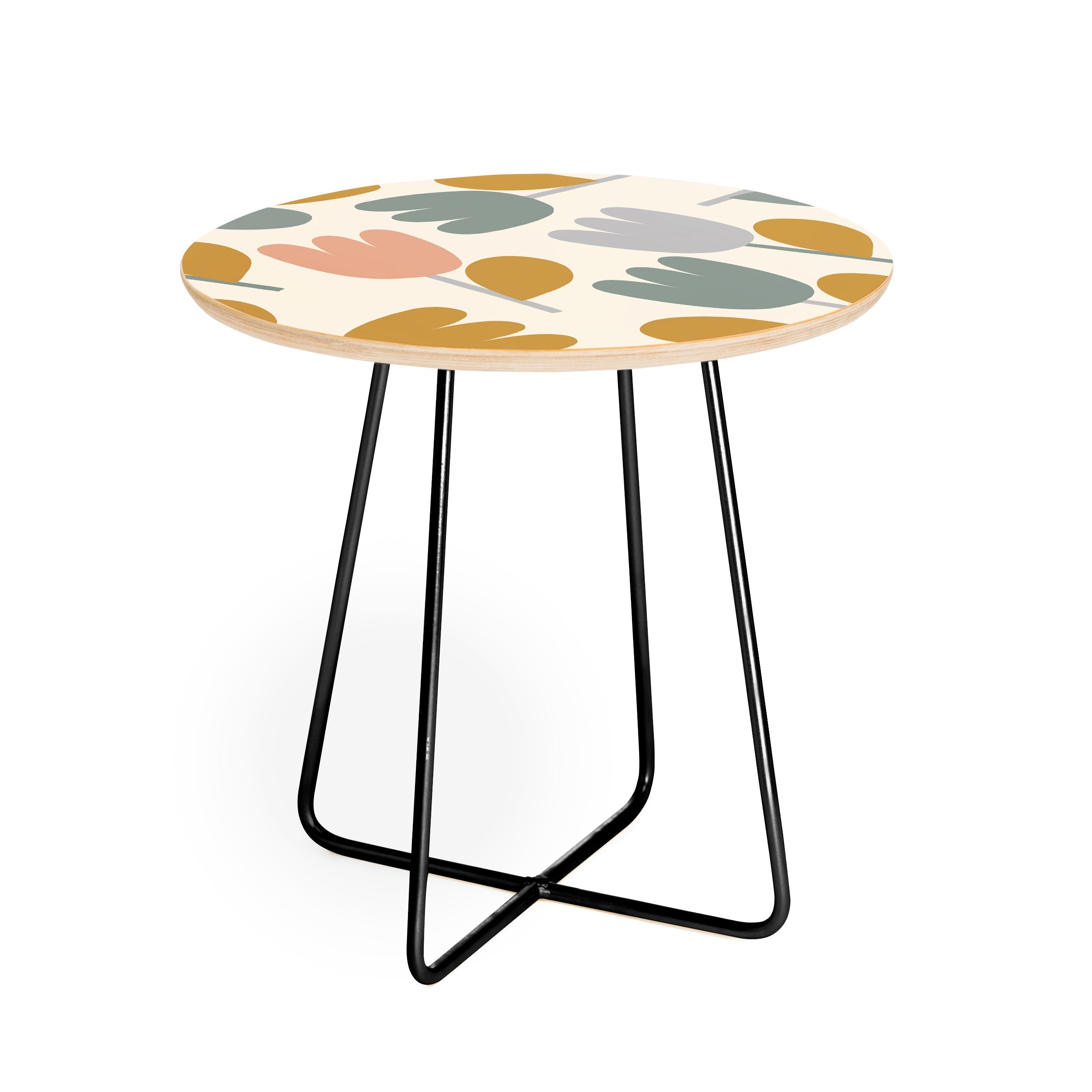 Menina Lisboa Pastel Spring Tulips Round Side Table