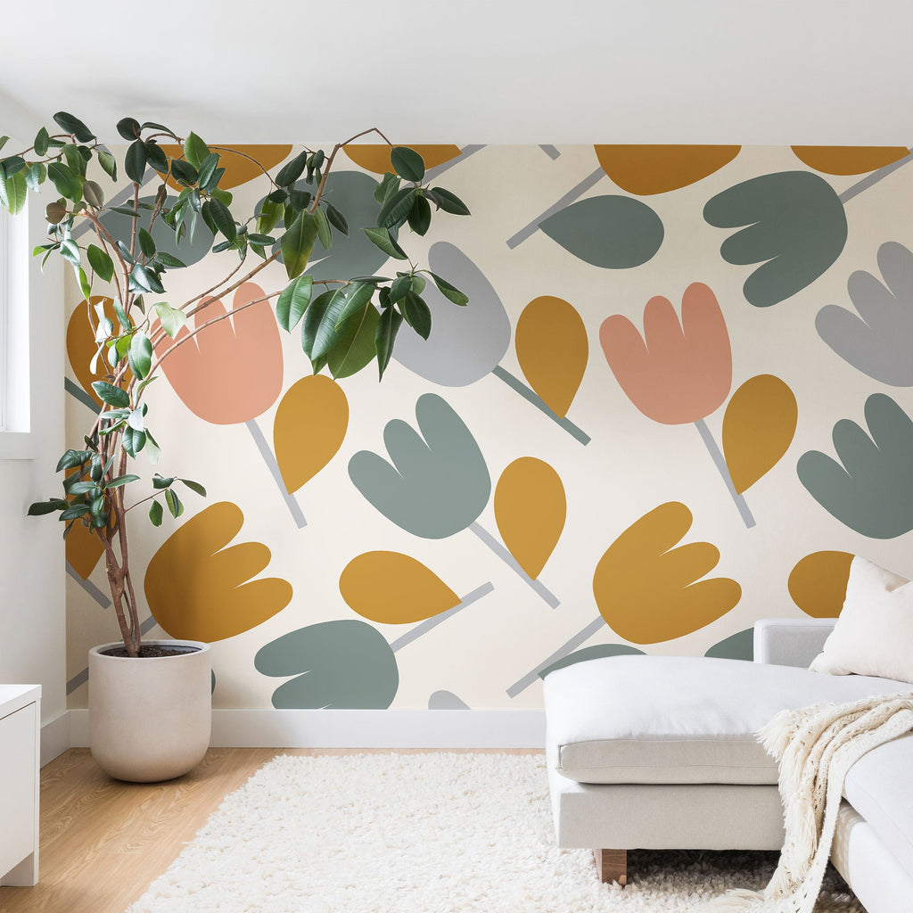 Menina Lisboa Pastel Spring Tulips Wall Mural