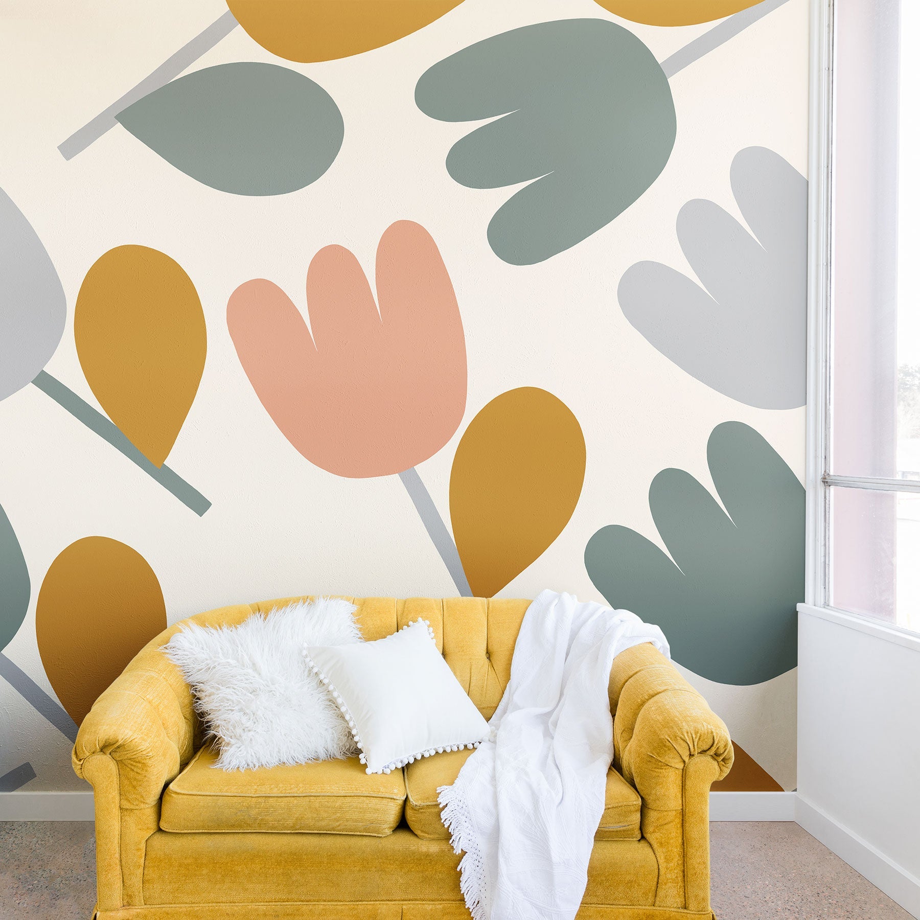 Menina Lisboa Pastel Spring Tulips Wall Mural