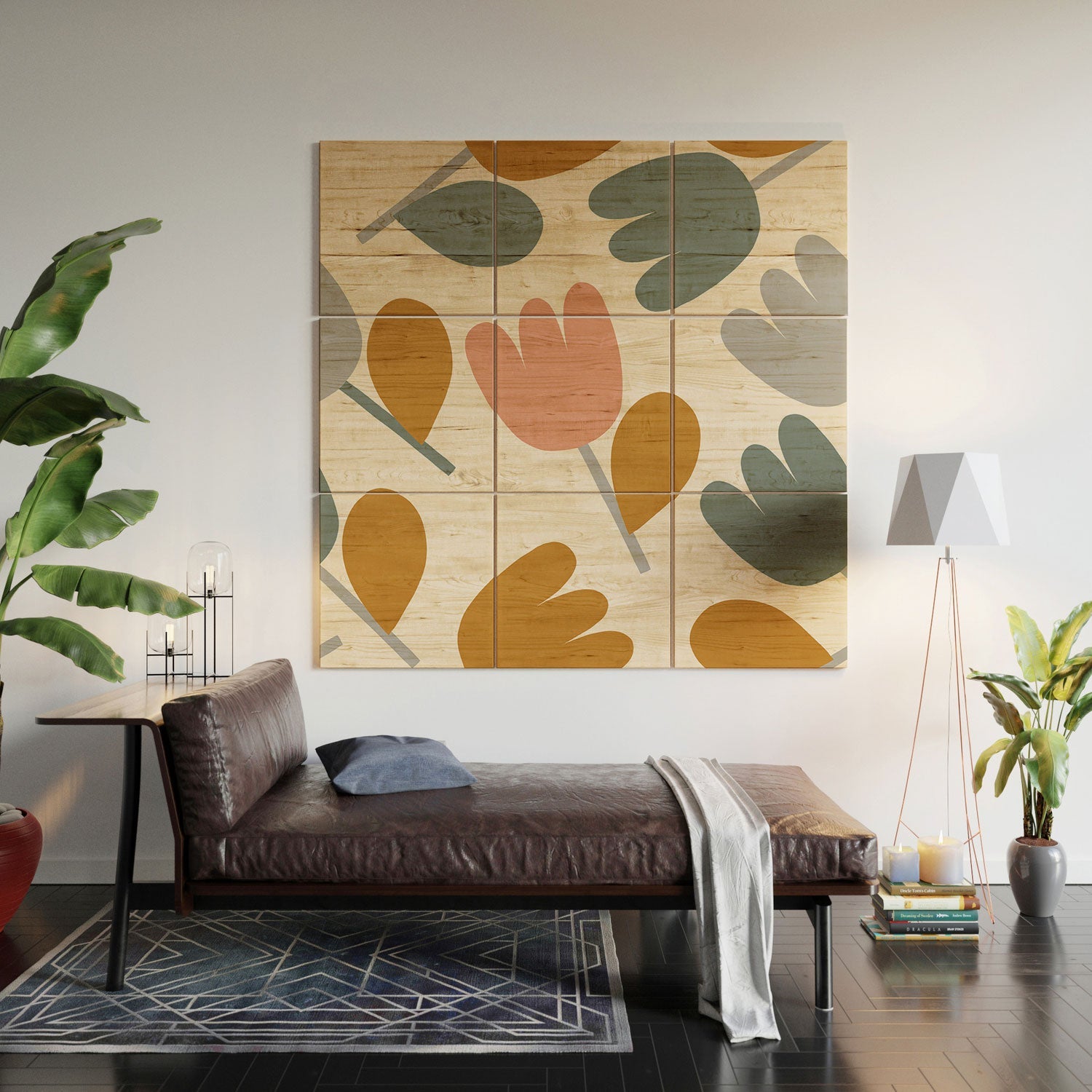 Menina Lisboa Pastel Spring Tulips Wood Wall Mural