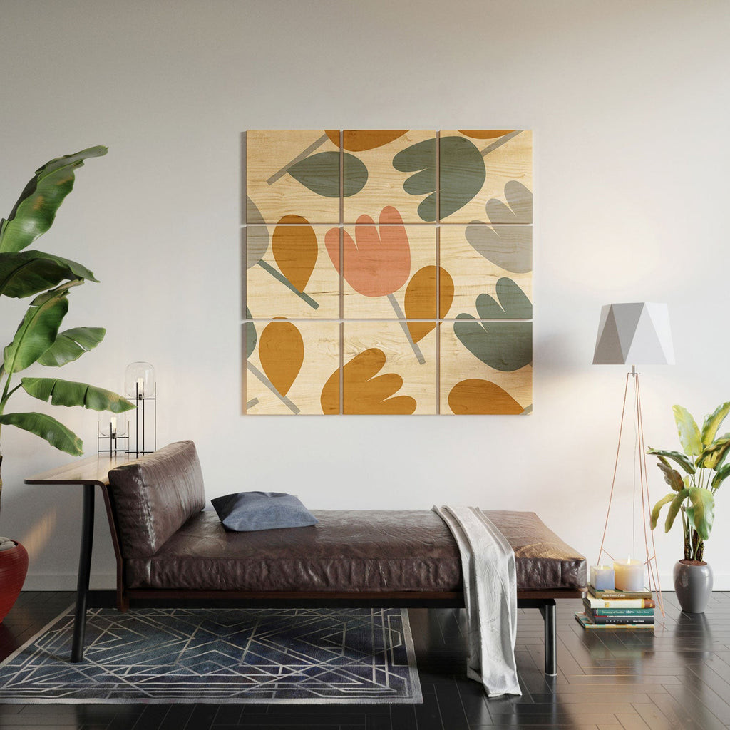 Menina Lisboa Pastel Spring Tulips Wood Wall Mural