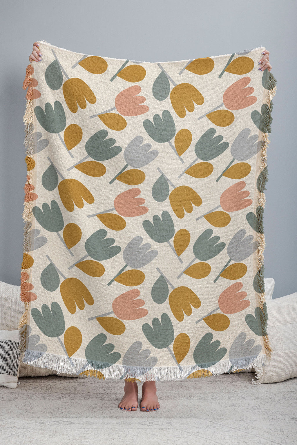 Menina Lisboa Pastel Spring Tulips Throw Blanket