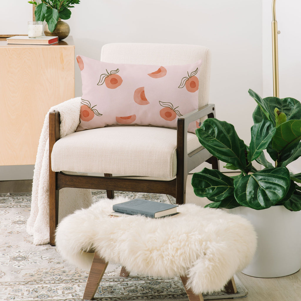 Menina Lisboa Ripe Peaches Oblong Throw Pillow