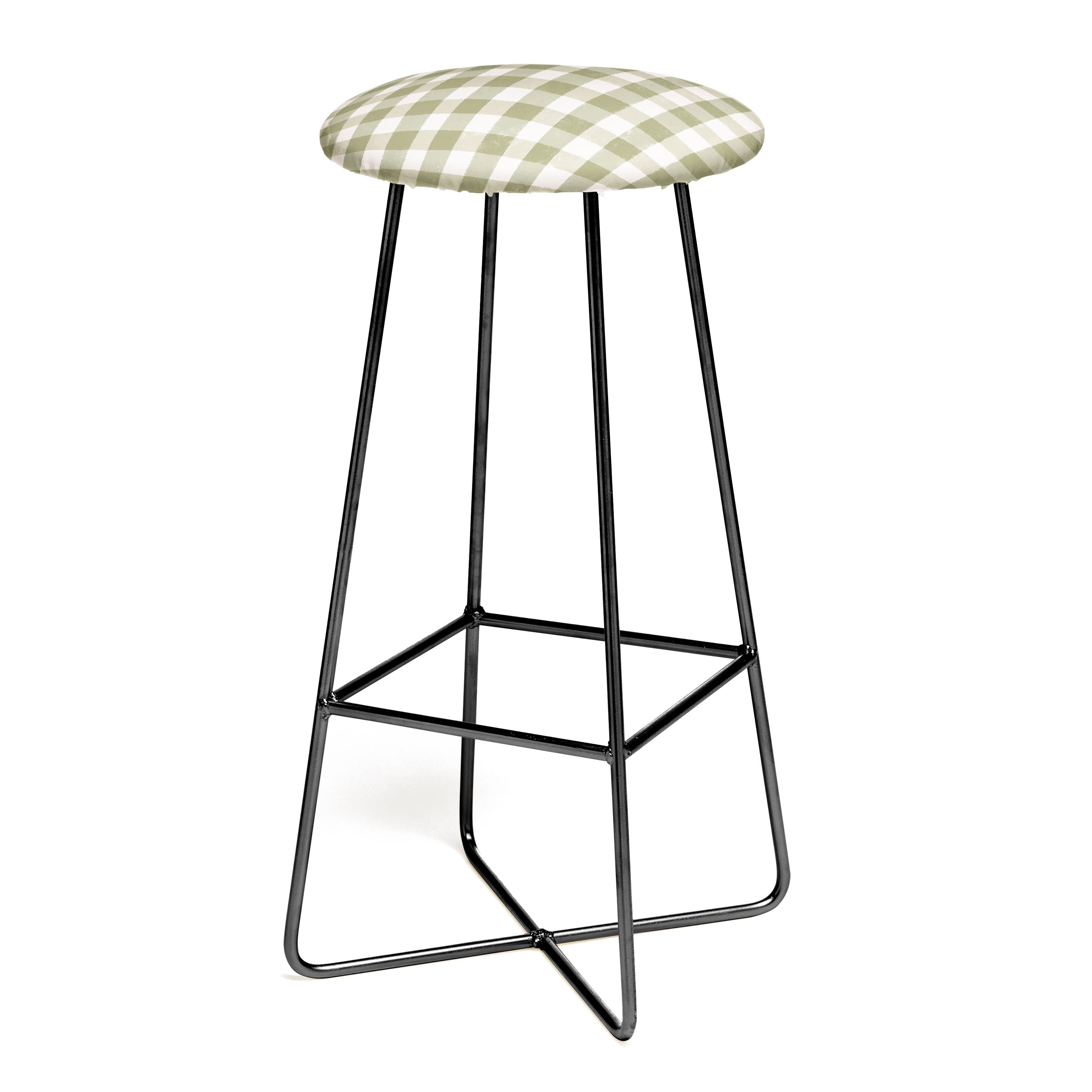 Menina Lisboa Rustic Green Plaid Bar Stool