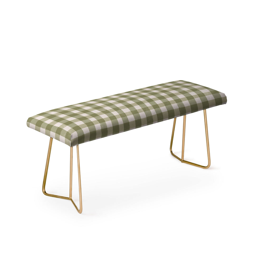 Menina Lisboa Rustic Green Plaid Bench