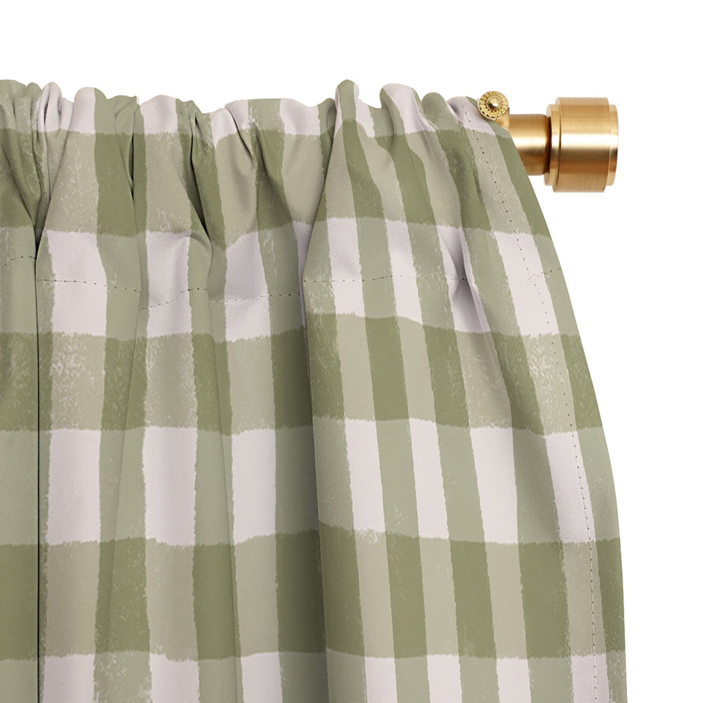 Menina Lisboa Rustic Green Plaid Blackout Window Curtain