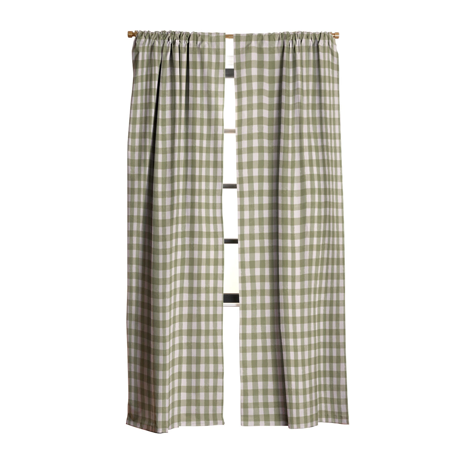 Menina Lisboa Rustic Green Plaid Blackout Window Curtain