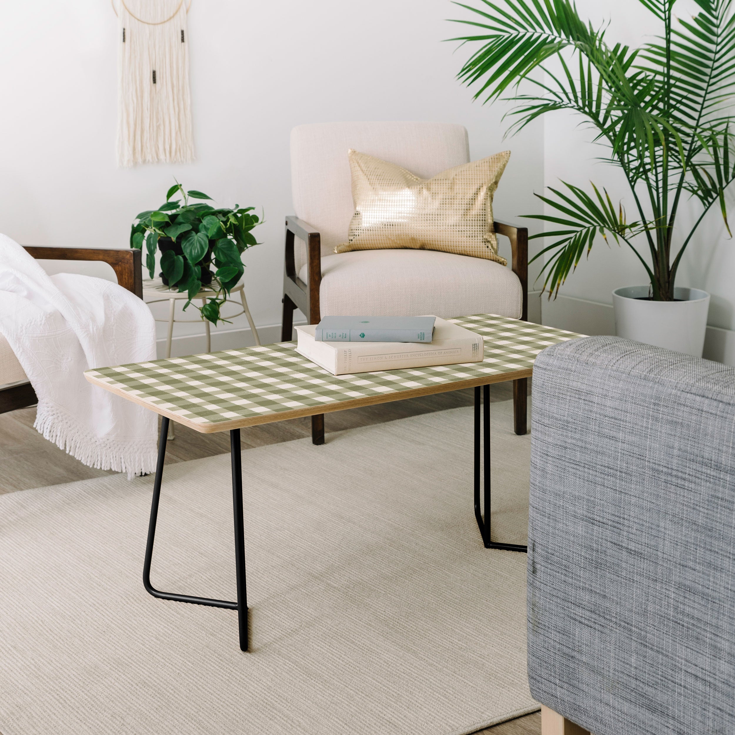 Menina Lisboa Rustic Green Plaid Coffee Table