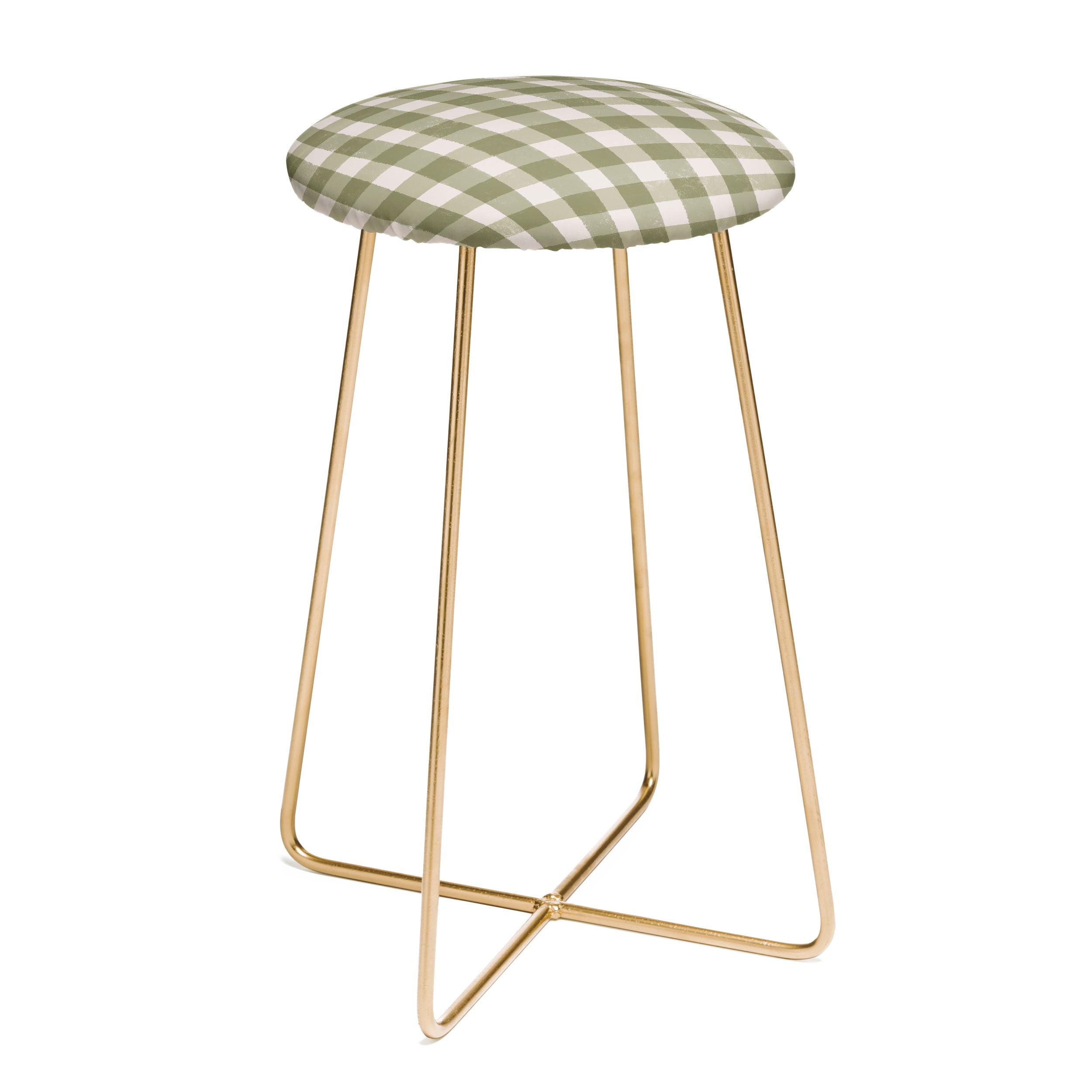 Menina Lisboa Rustic Green Plaid Counter Stool