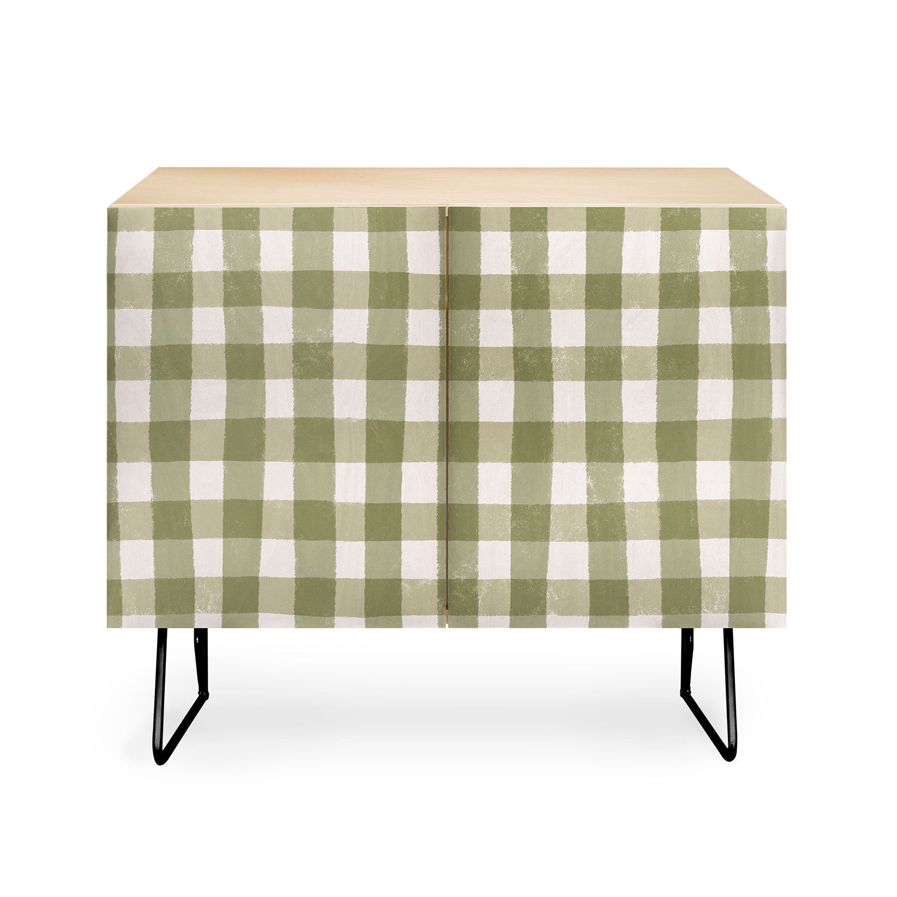 Menina Lisboa Rustic Green Plaid Credenza