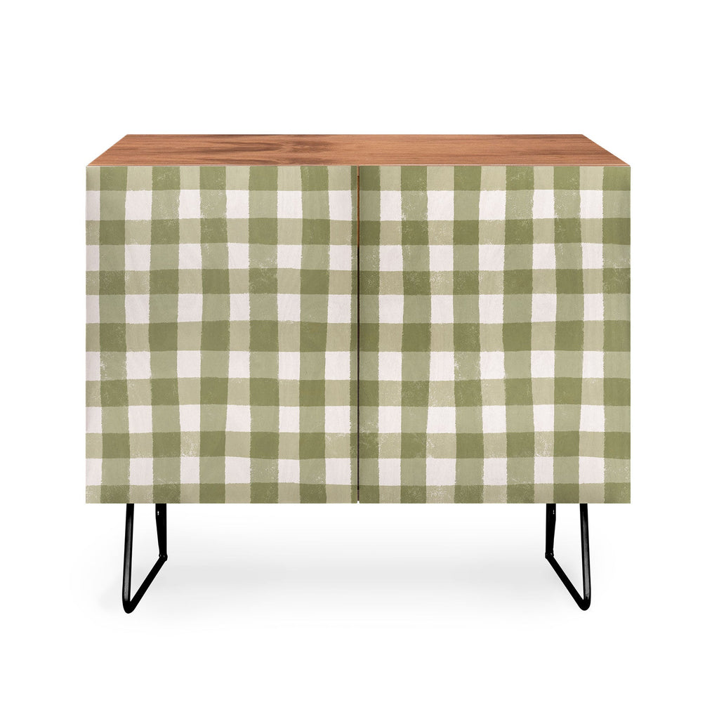Menina Lisboa Rustic Green Plaid Credenza