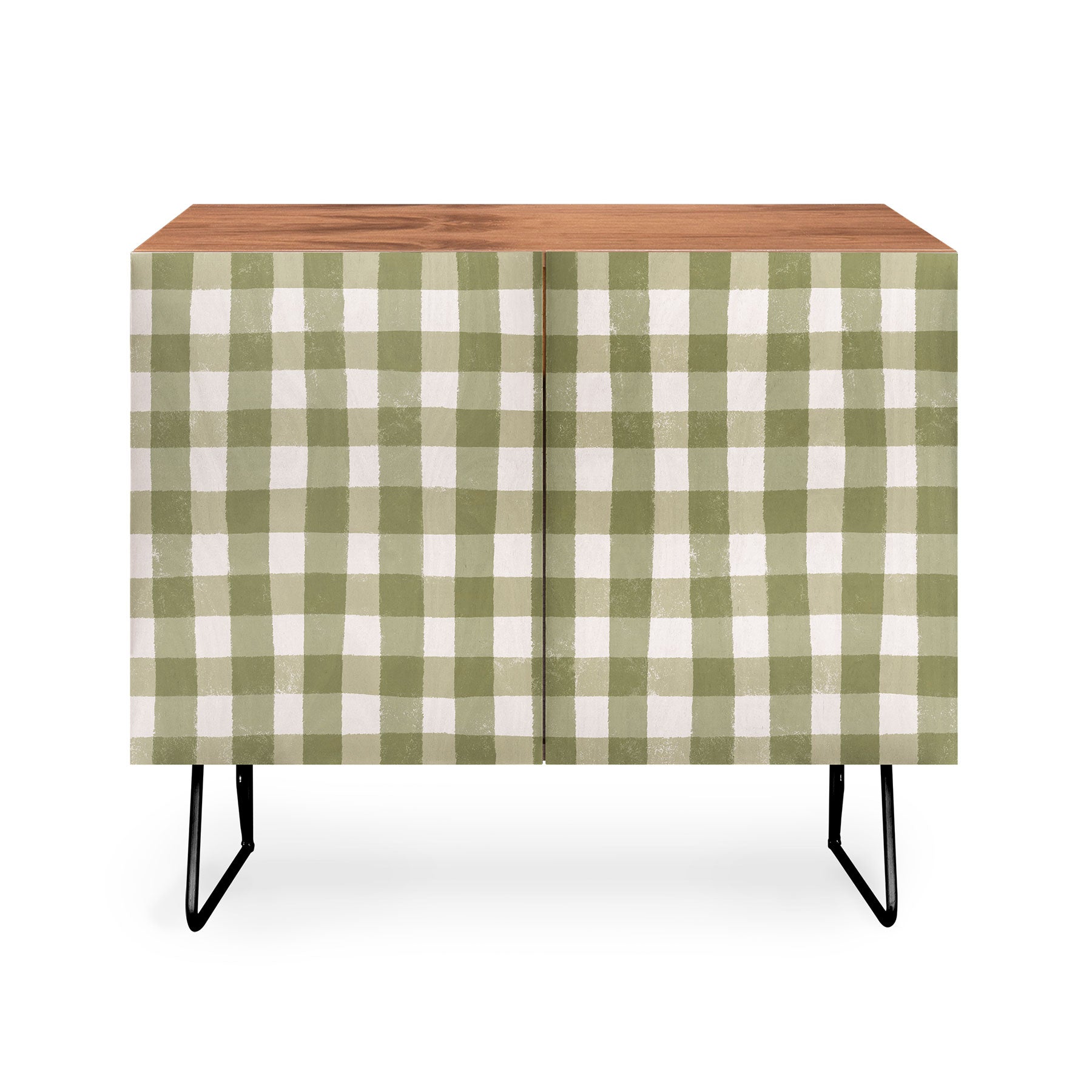 Menina Lisboa Rustic Green Plaid Credenza