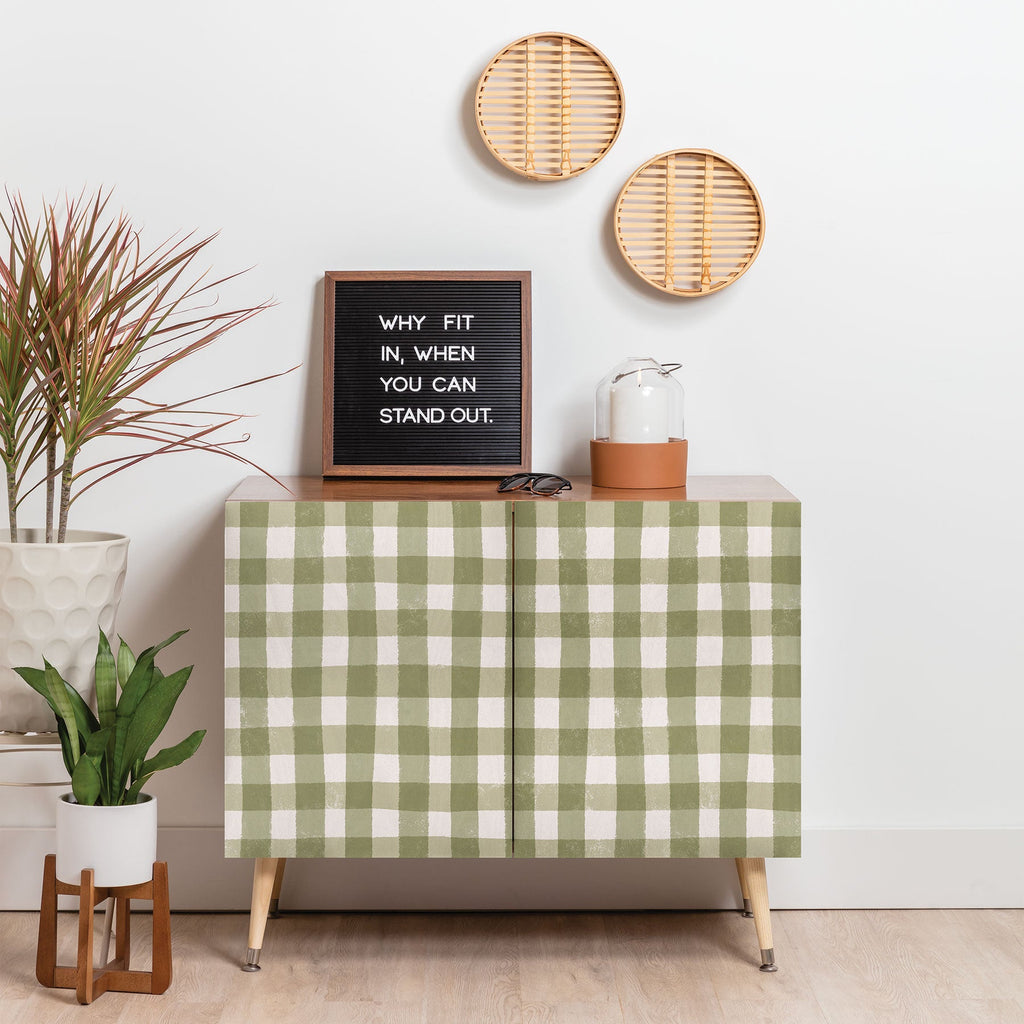 Menina Lisboa Rustic Green Plaid Credenza