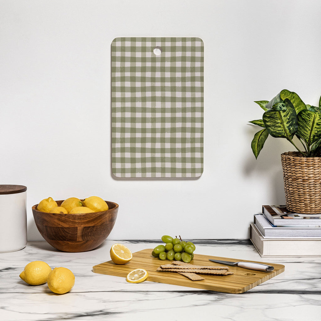 Menina Lisboa Rustic Green Plaid Cutting Board Rectangle