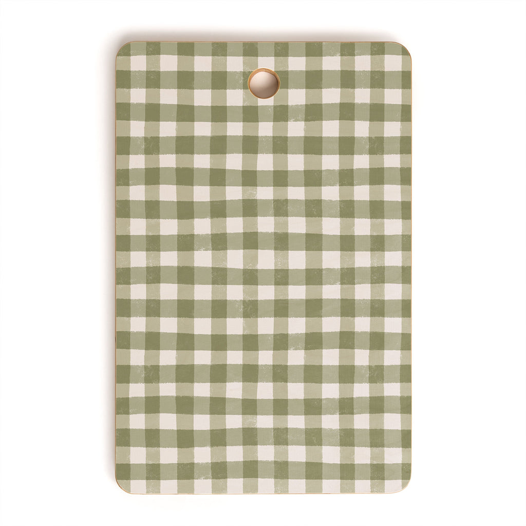 Menina Lisboa Rustic Green Plaid Cutting Board Rectangle