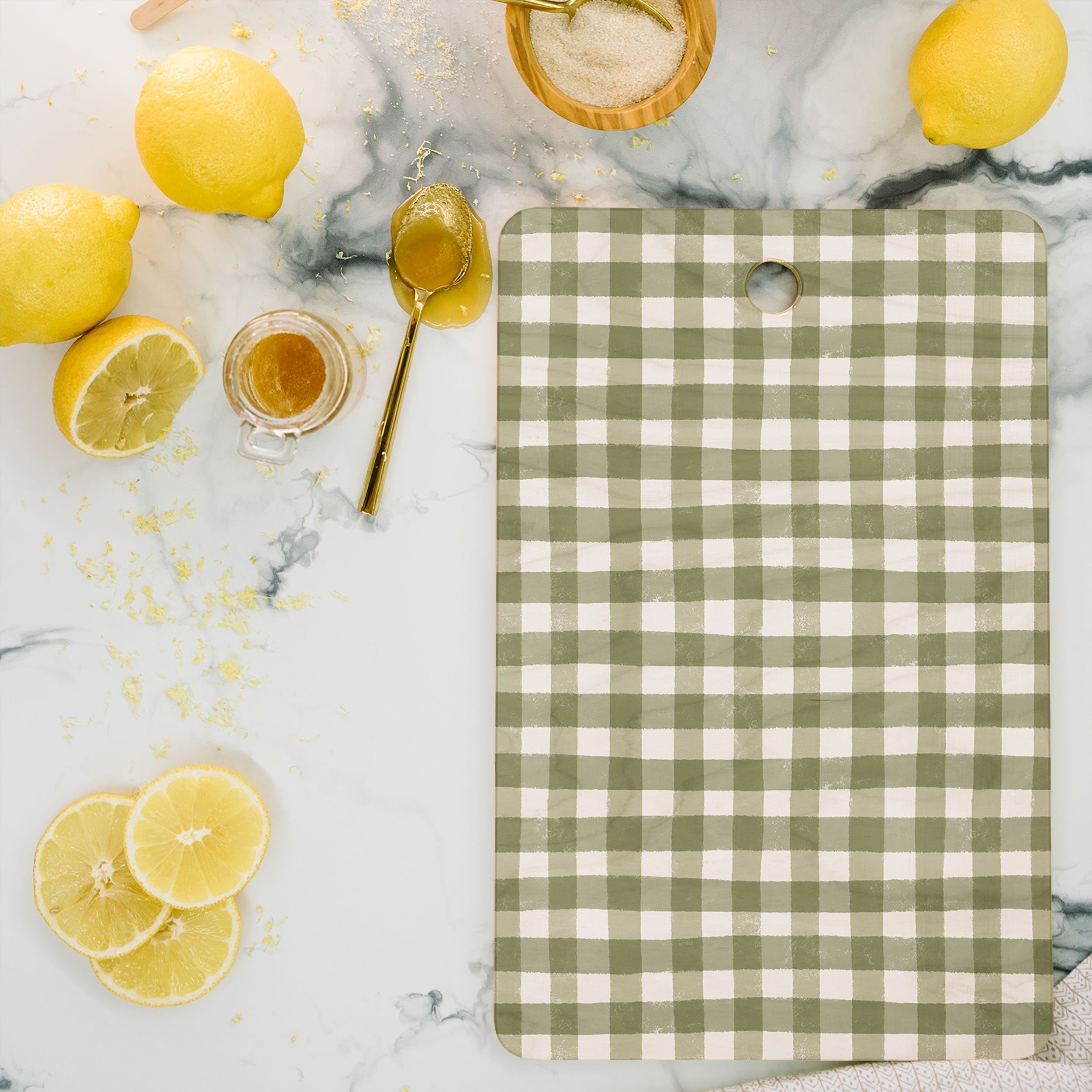Menina Lisboa Rustic Green Plaid Cutting Board Rectangle
