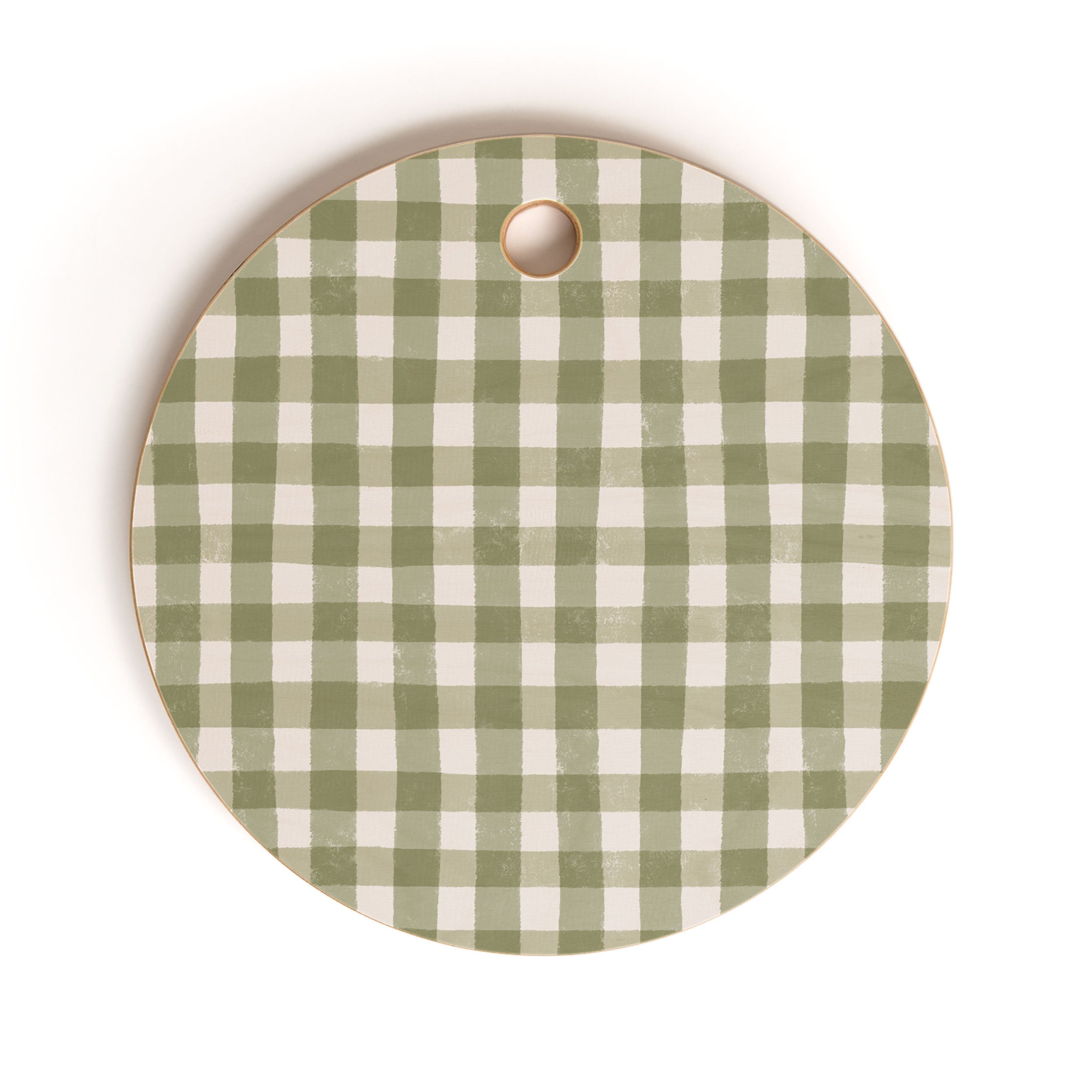 Menina Lisboa Rustic Green Plaid Cutting Board Round