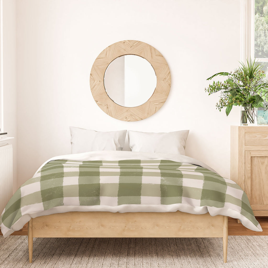 Menina Lisboa Rustic Green Plaid Duvet Cover