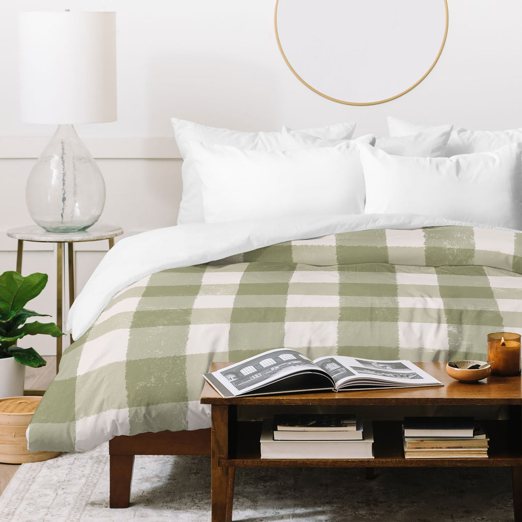 Menina Lisboa Rustic Green Plaid Duvet Cover