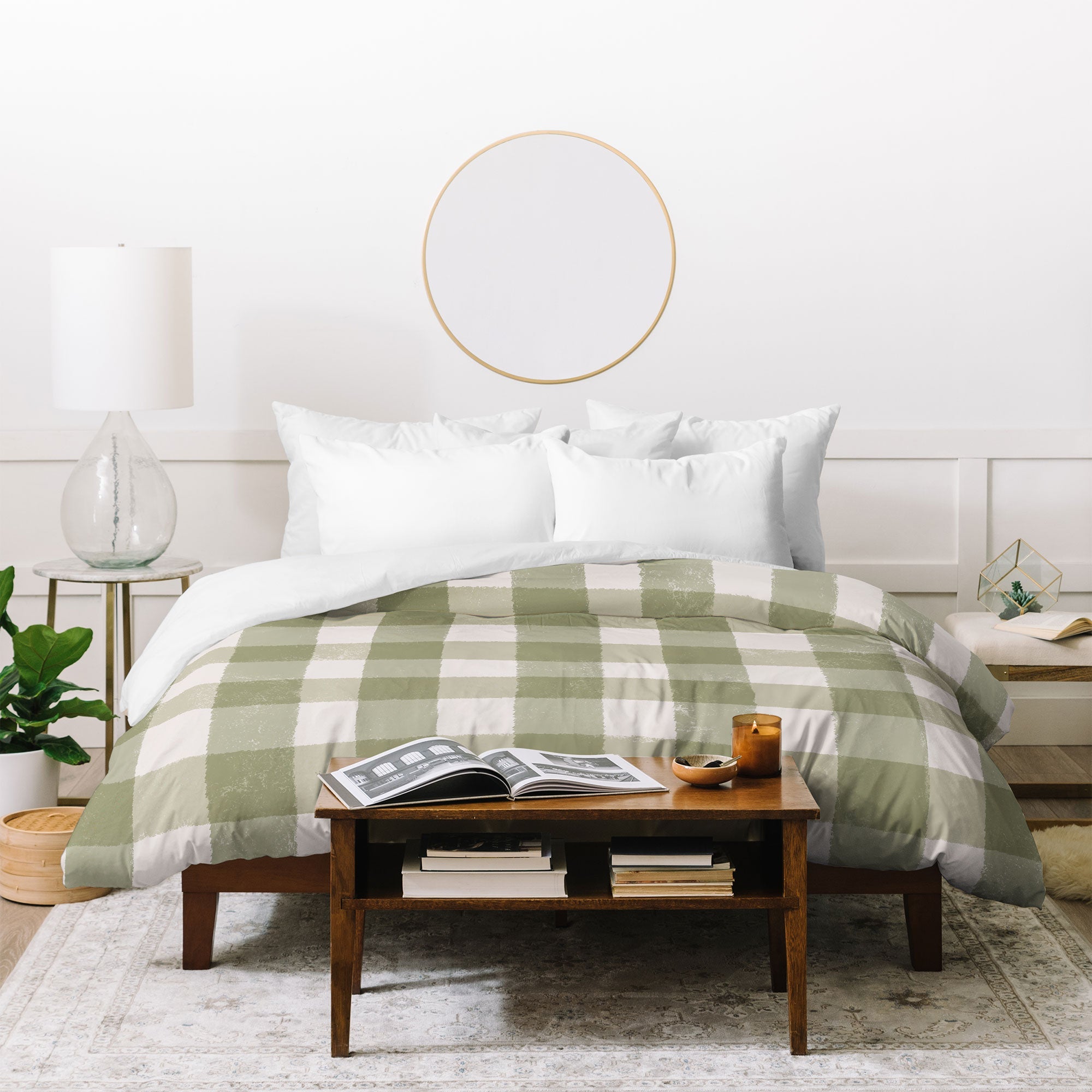 Menina Lisboa Rustic Green Plaid Duvet Cover