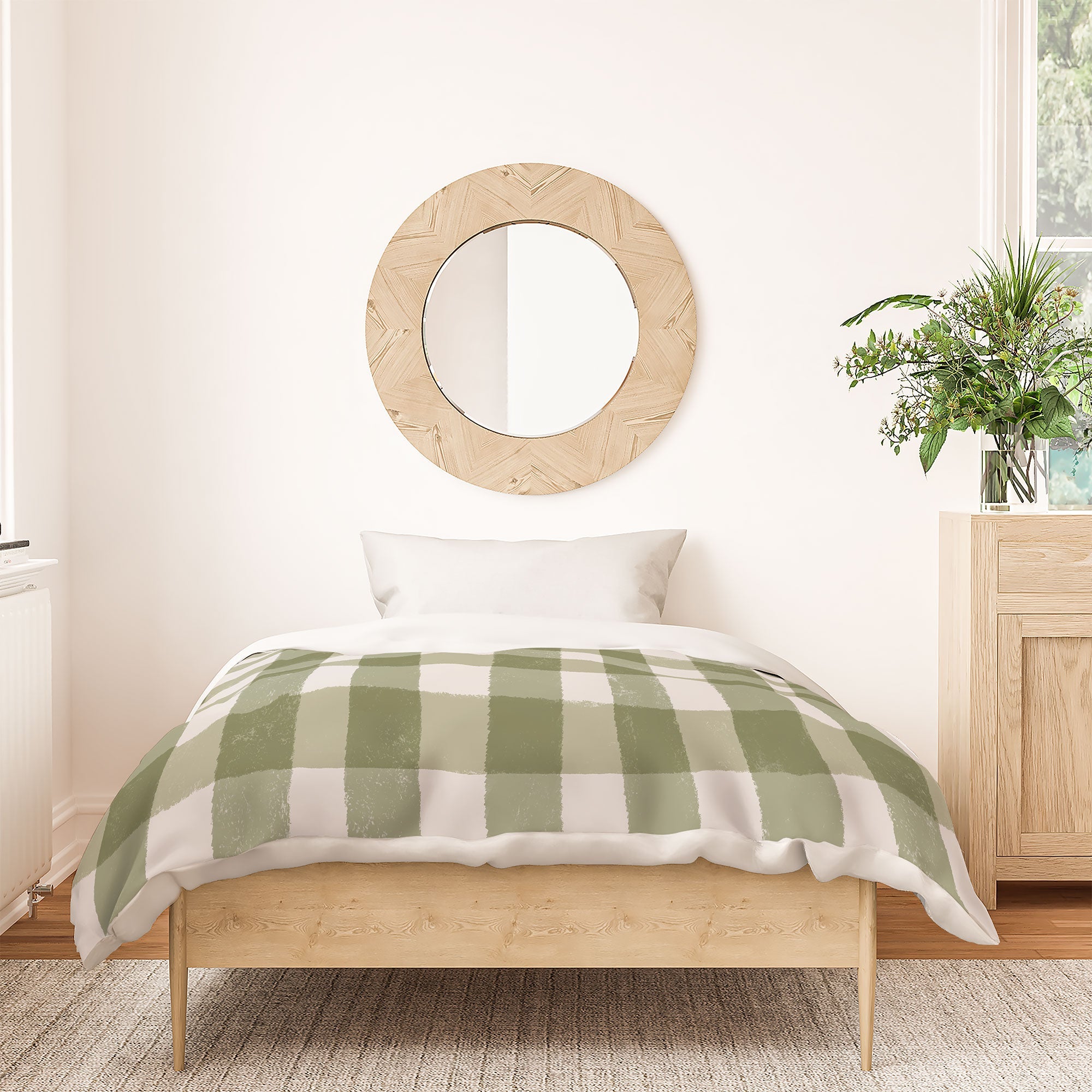 Menina Lisboa Rustic Green Plaid Duvet Cover