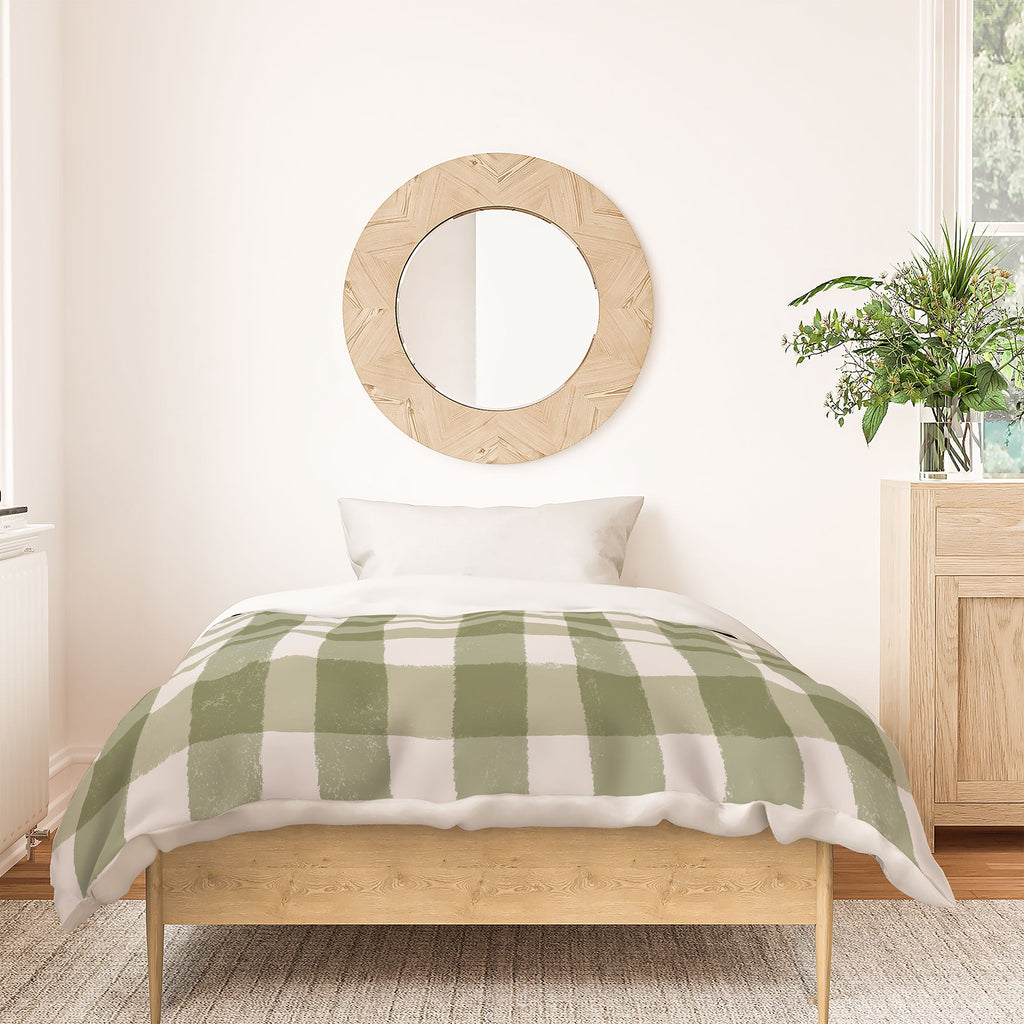 Menina Lisboa Rustic Green Plaid Duvet Cover