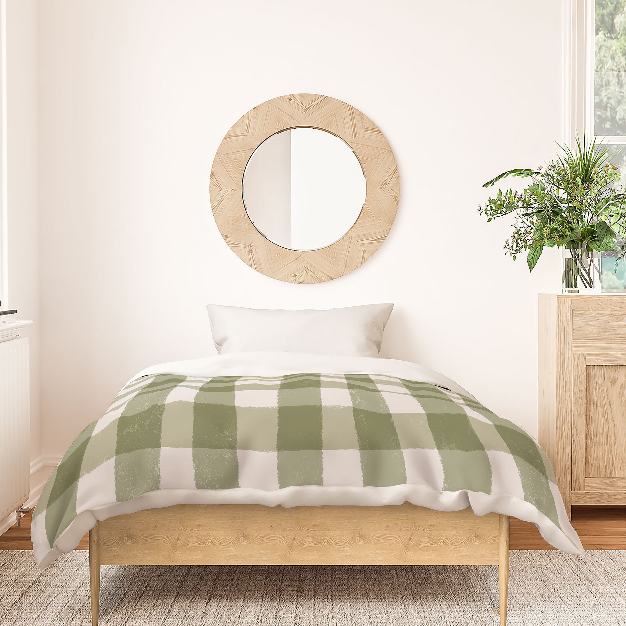 Menina Lisboa Rustic Green Plaid Duvet Cover