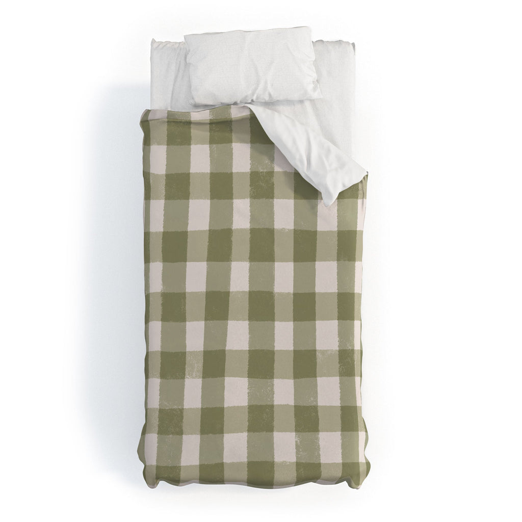 Menina Lisboa Rustic Green Plaid Duvet Cover