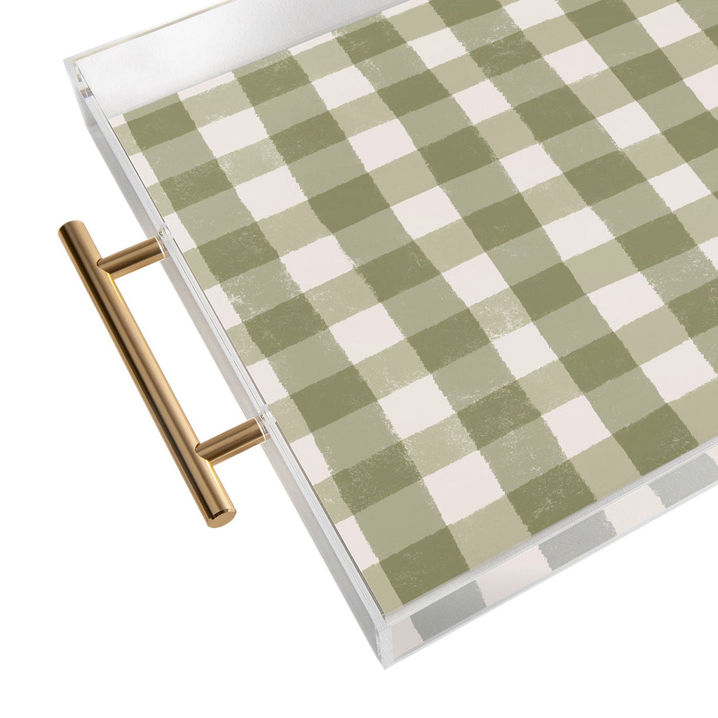 Menina Lisboa Rustic Green Plaid Acrylic Tray