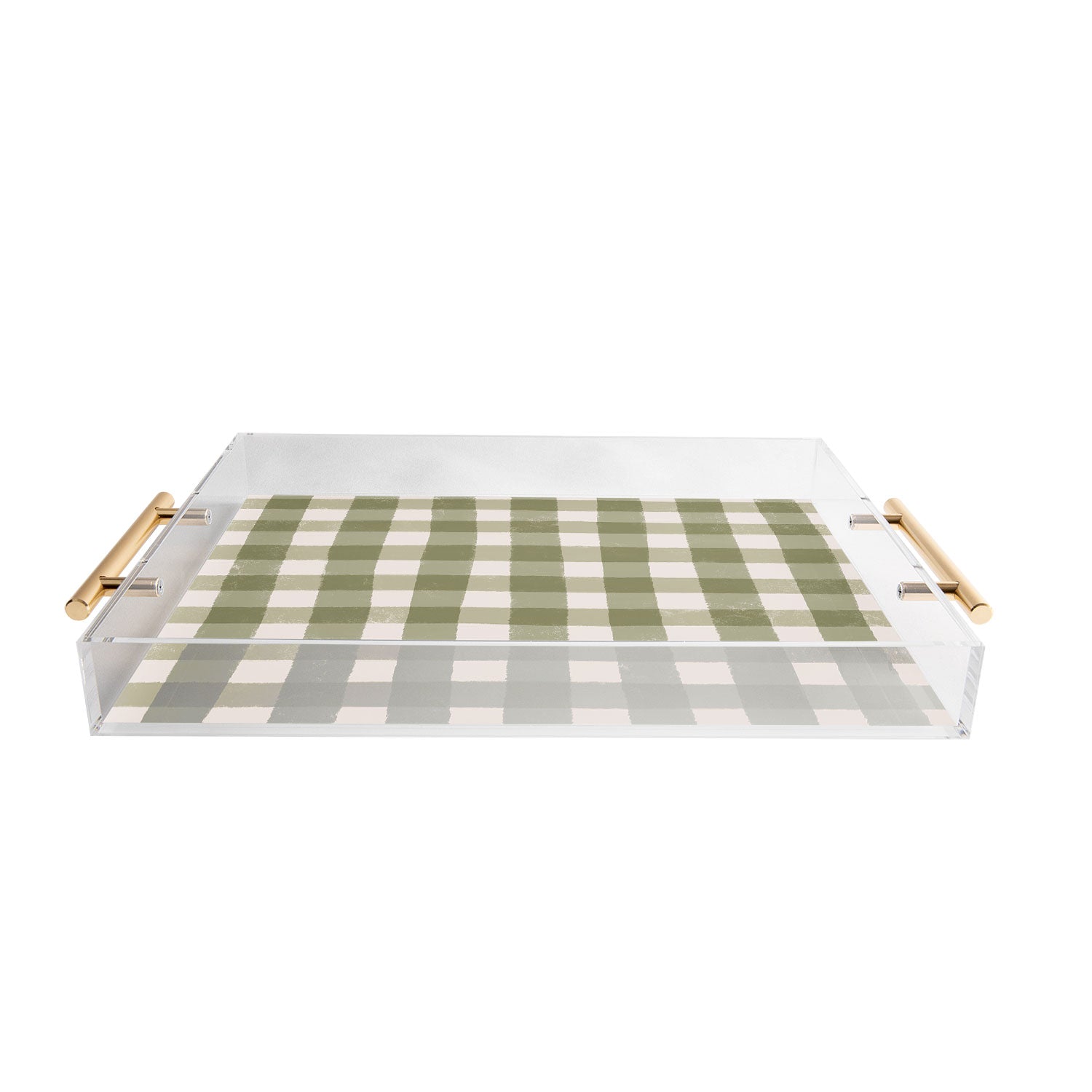 Menina Lisboa Rustic Green Plaid Acrylic Tray
