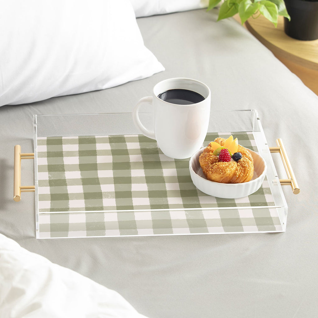 Menina Lisboa Rustic Green Plaid Acrylic Tray