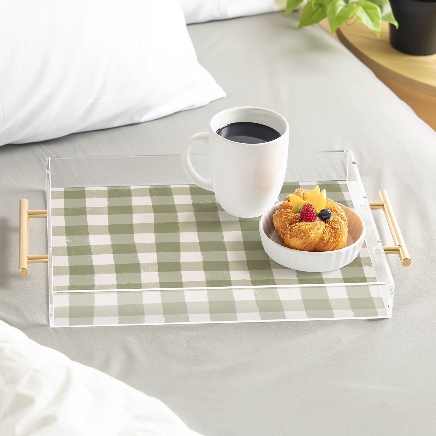 Menina Lisboa Rustic Green Plaid Acrylic Tray