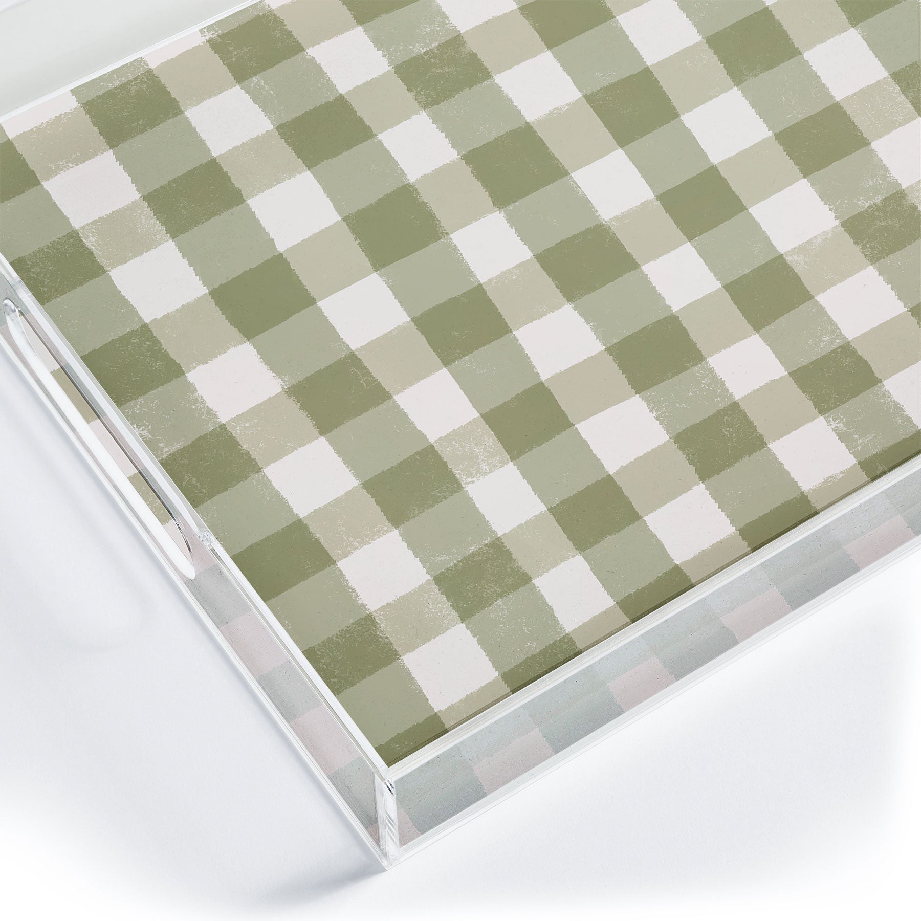 Menina Lisboa Rustic Green Plaid Acrylic Tray